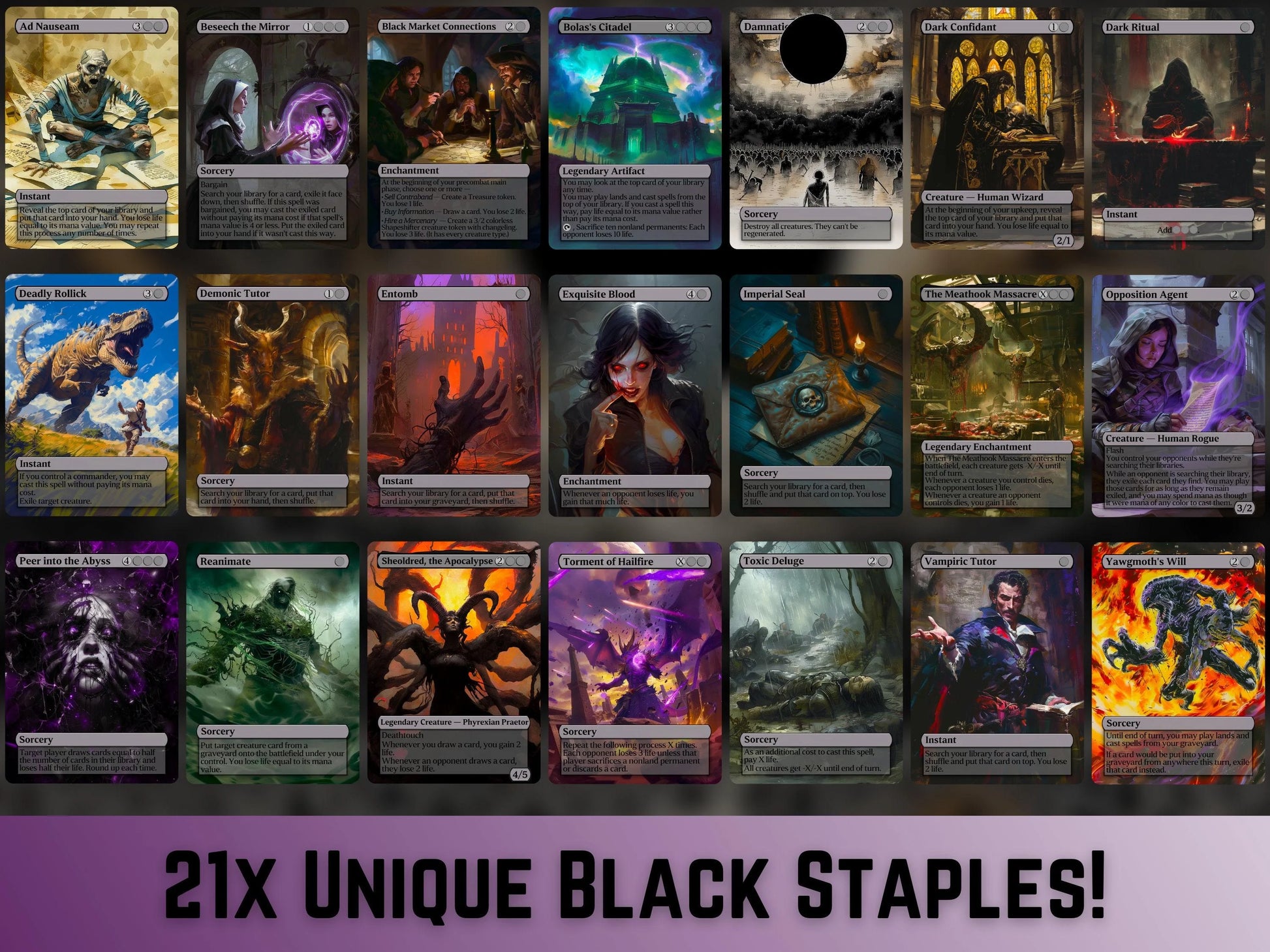 105 Card Commander Staples Super Mega Bundle - Gift - All 5xColors -Unique Full-art Custom Magic proxies-High Quality Ca