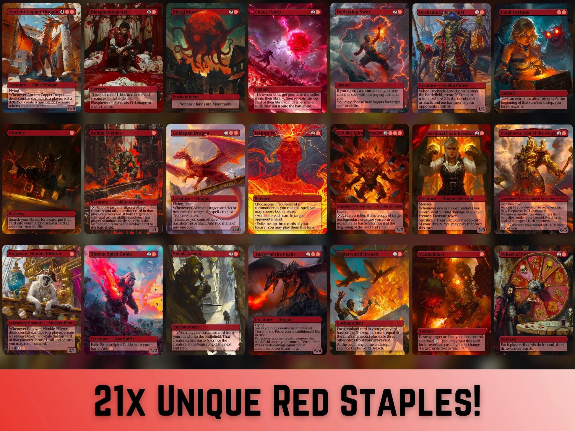 105 Card Commander Staples Super Mega Bundle - Gift - All 5xColors -Unique Full-art Custom Magic proxies-High Quality Ca