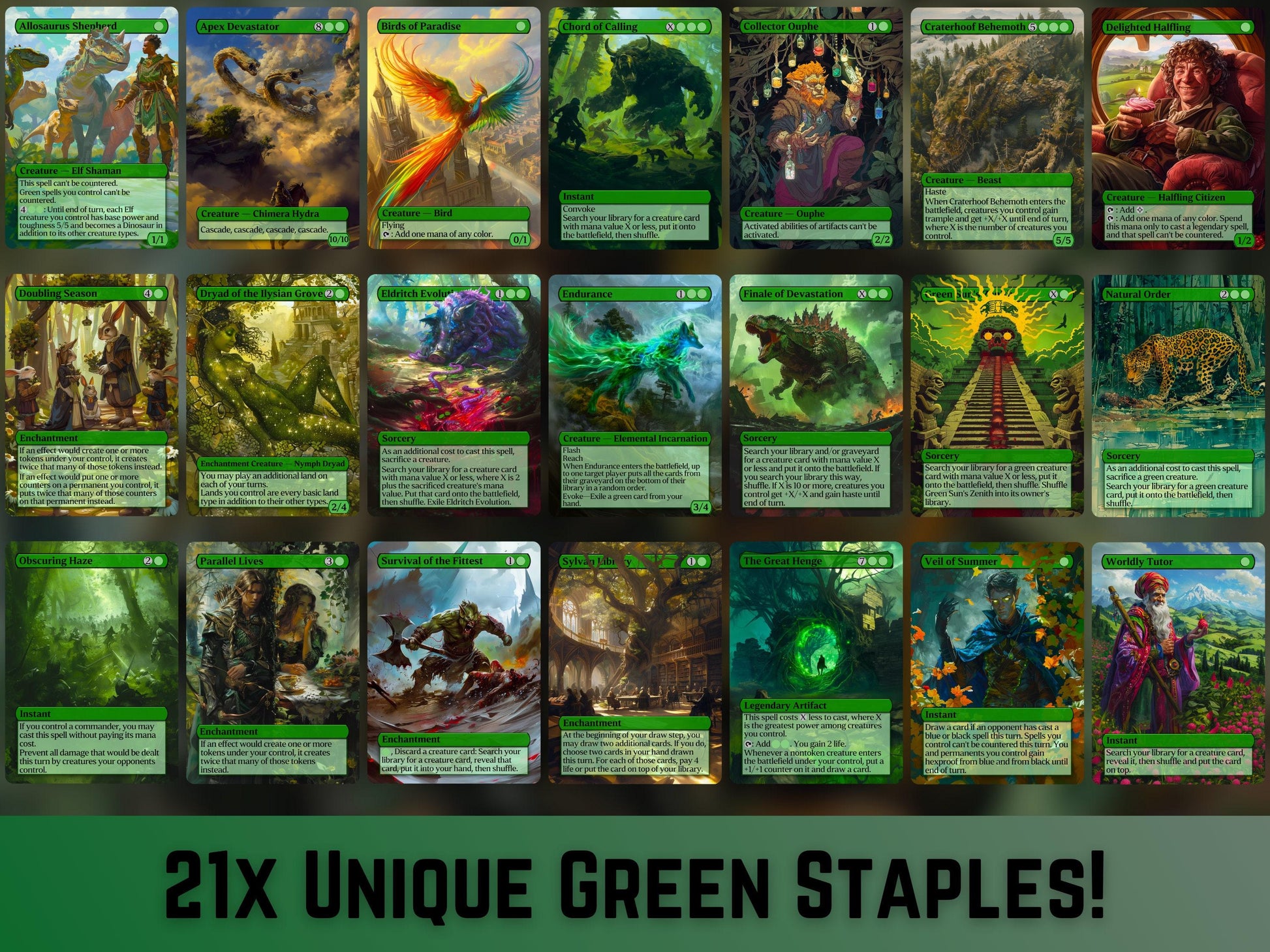 105 Card Commander Staples Super Mega Bundle - Gift - All 5xColors -Unique Full-art Custom Magic proxies-High Quality Ca