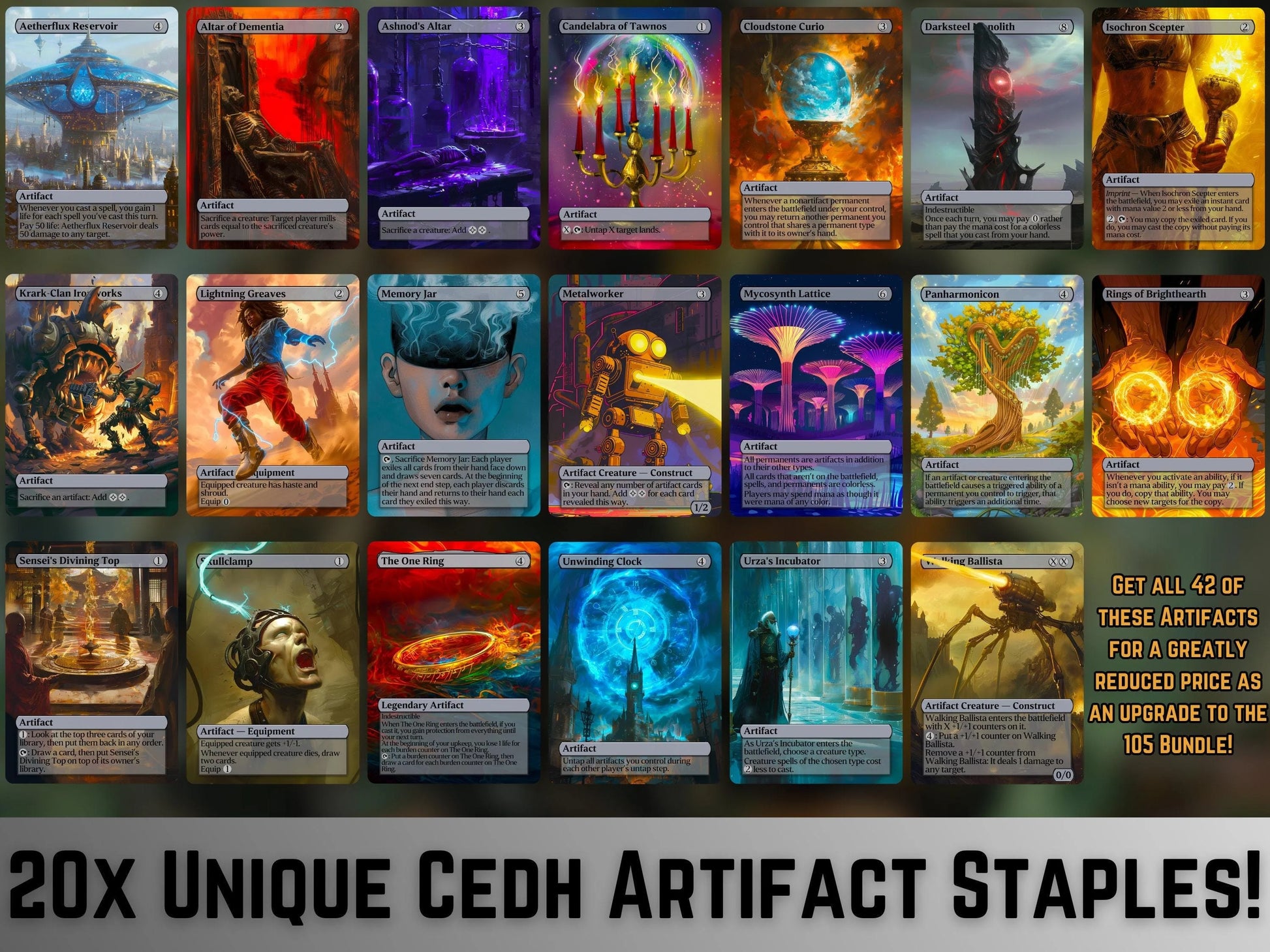 105 Card Commander Staples Super Mega Bundle - Gift - All 5xColors -Unique Full-art Custom Magic proxies-High Quality Ca