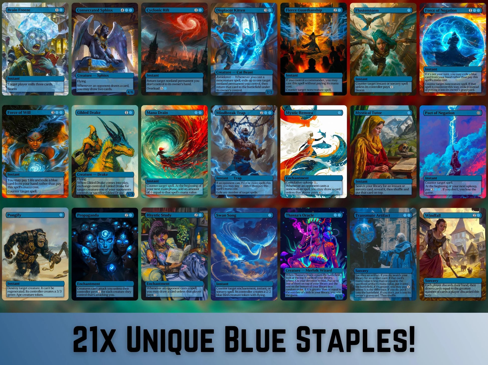 105 Card Commander Staples Super Mega Bundle - Gift - All 5xColors -Unique Full-art Custom Magic proxies-High Quality Ca