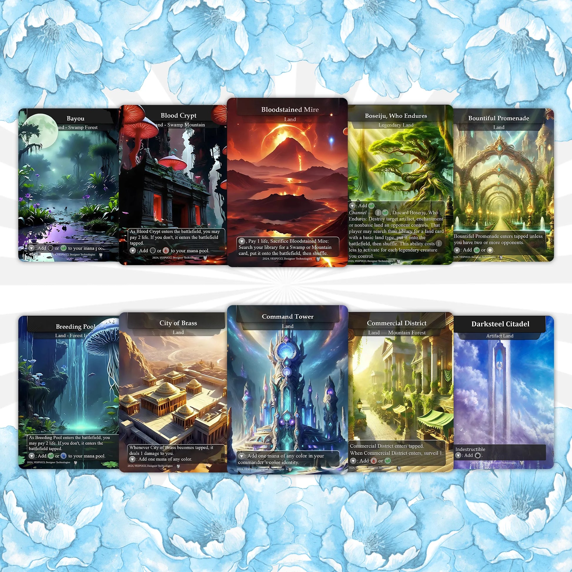 90 Custom Land Pack Dual, Fetch, Shock, Triome, Bond, Surveil, Basic, Artifact, & Utility Styles Premium Proxies