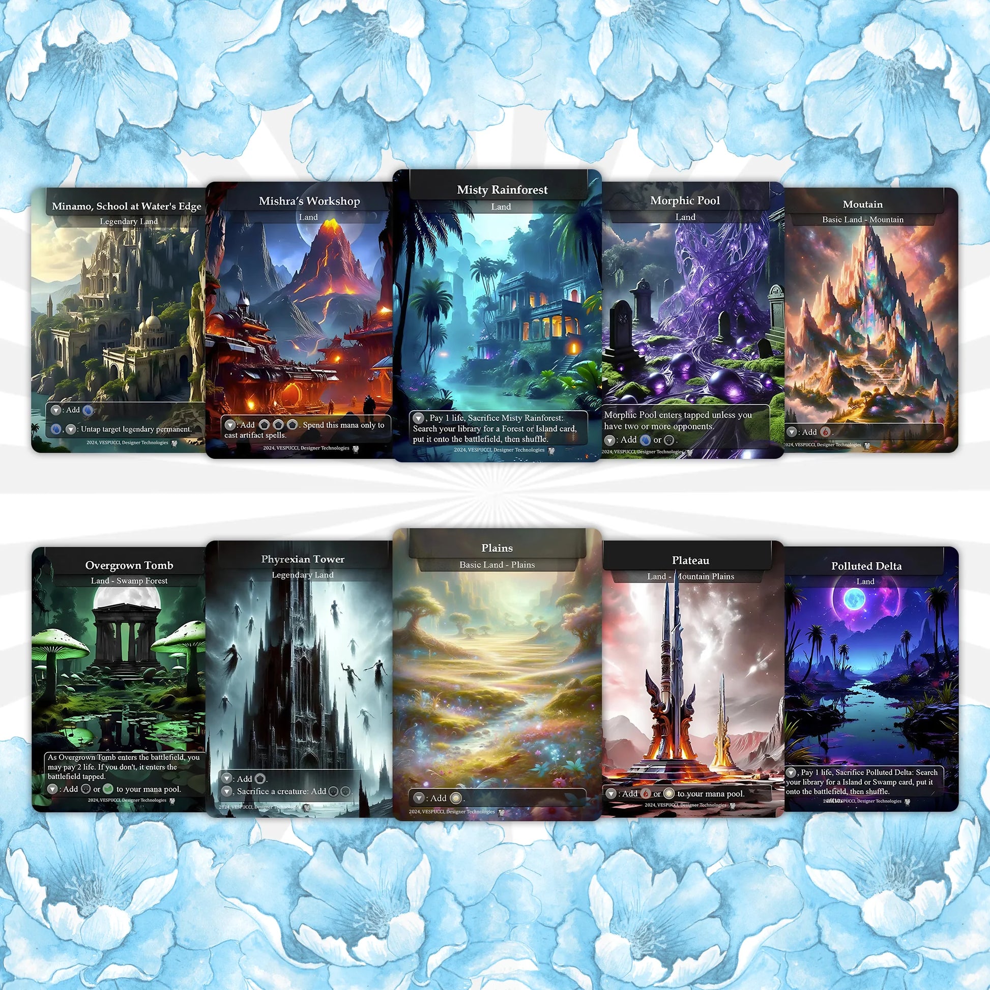 90 Custom Land Pack Dual, Fetch, Shock, Triome, Bond, Surveil, Basic, Artifact, & Utility Styles Premium Proxies