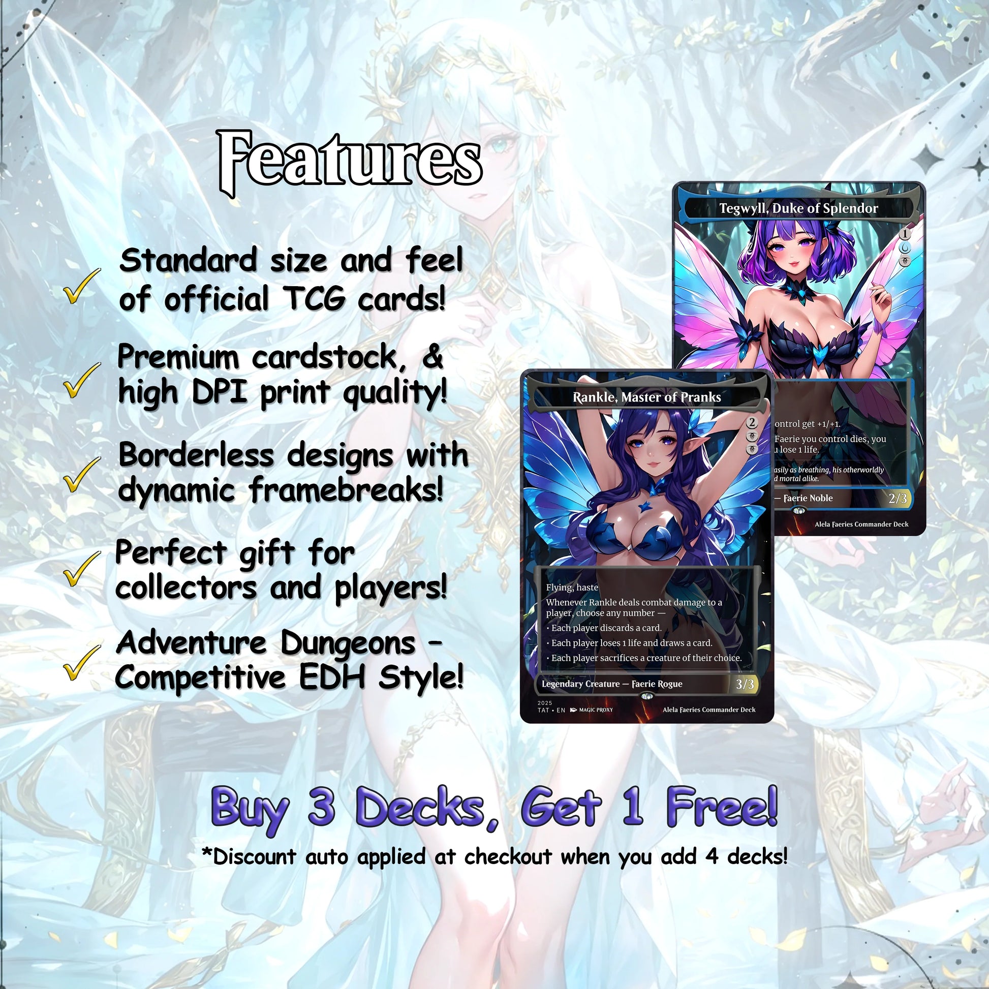 Alela Faeries Anime Waifu Proxy Commander Deck Special Edition Custom EDH Deck English High Quality Cards