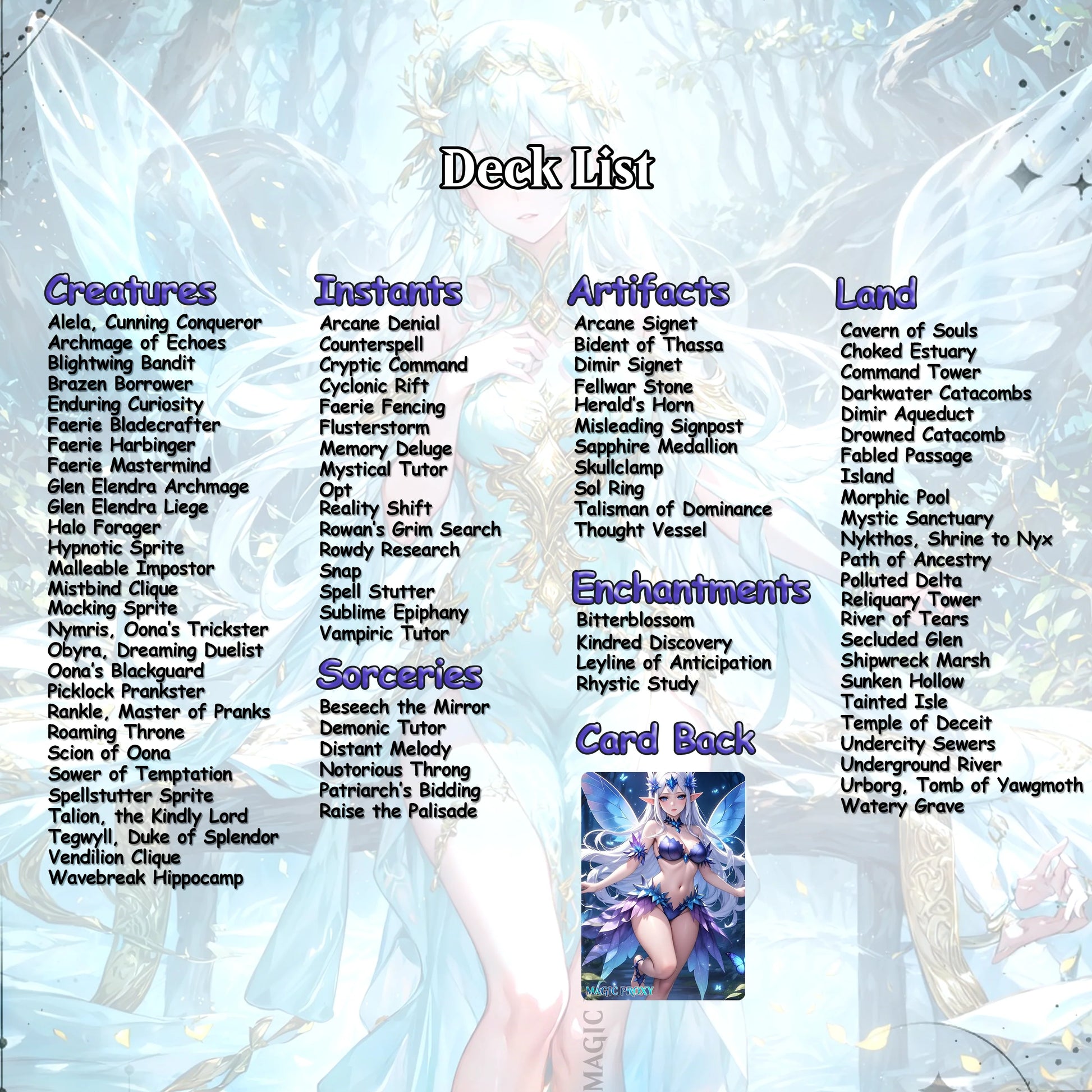 Alela Faeries Anime Waifu Proxy Commander Deck Special Edition Custom EDH Deck English High Quality Cards