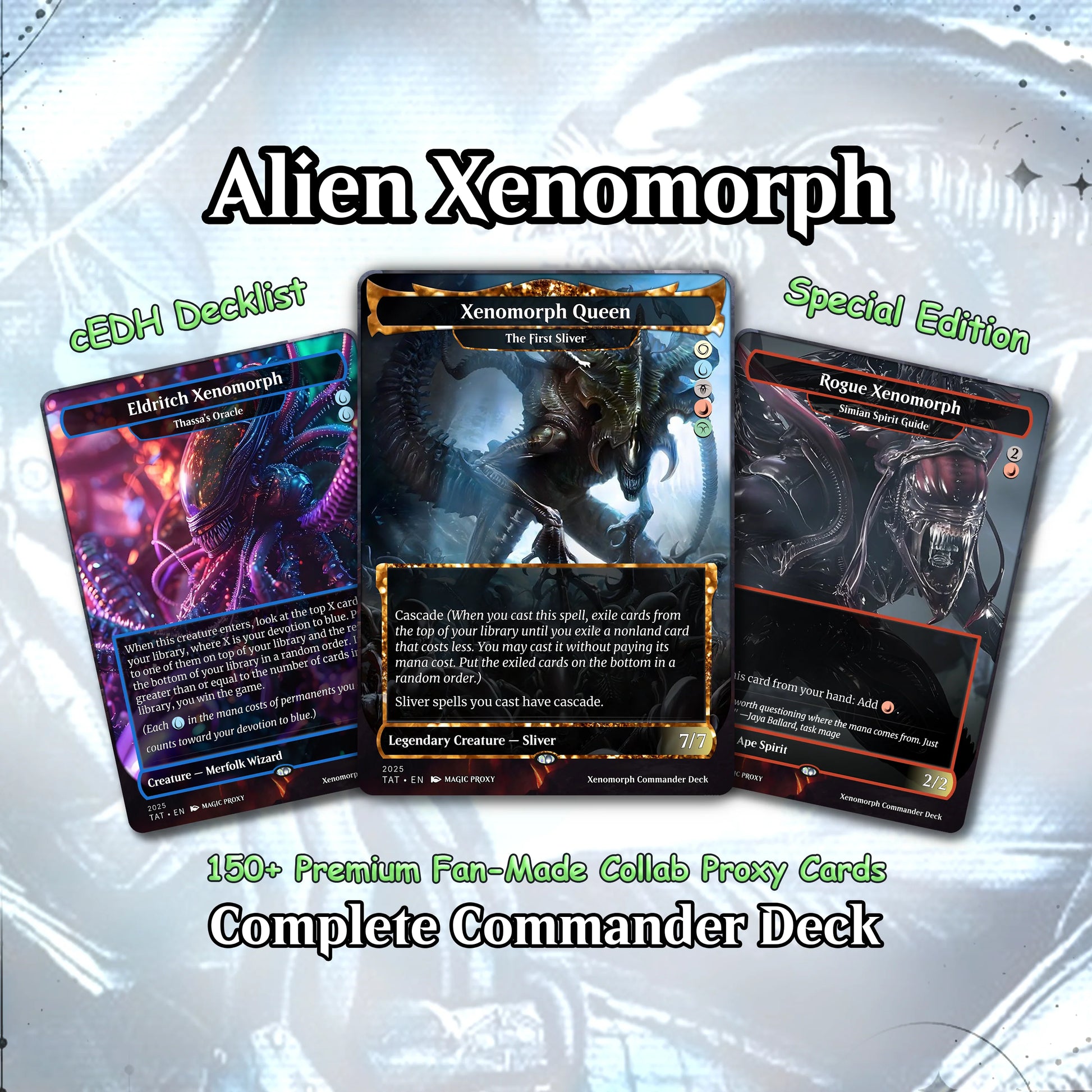 Alien Commander cEDH Deck - Alien Commander Magic Commander - Magic Proxy Deck with 170+ Unique Cards - Custom Cards MTG