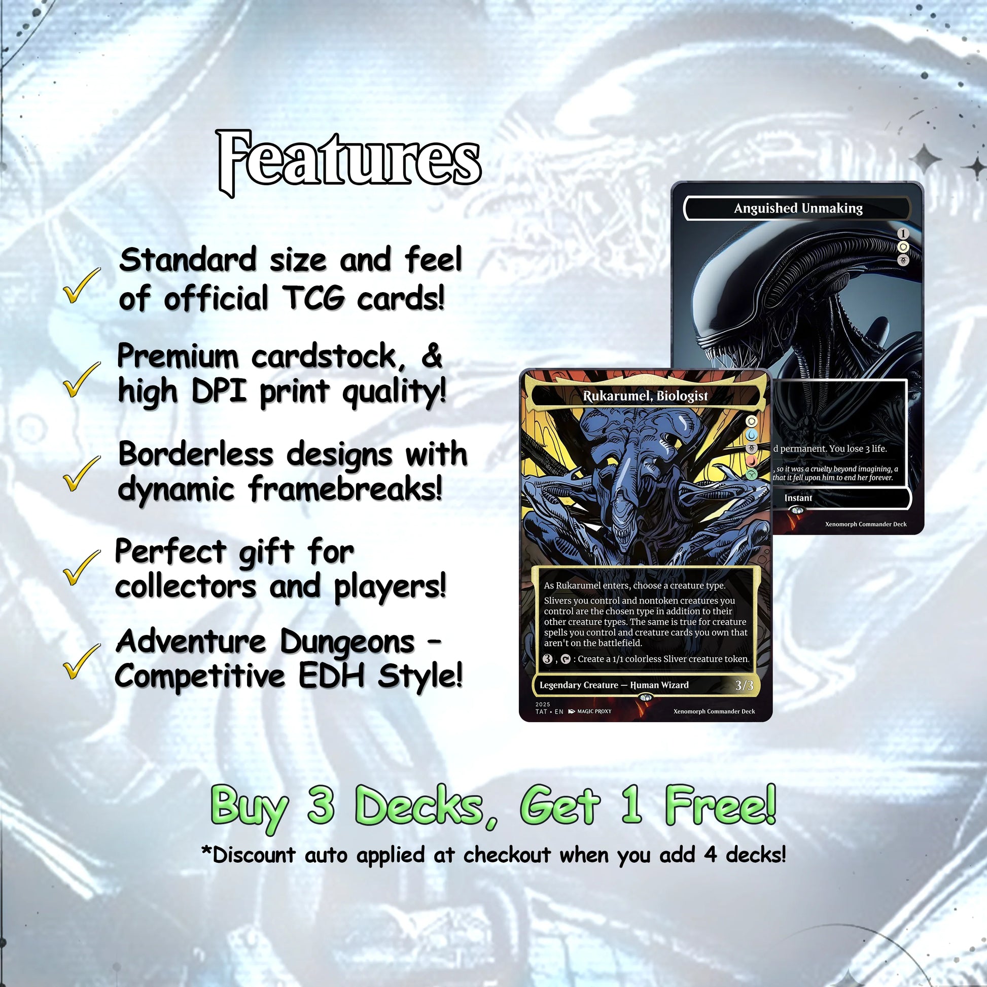 Alien Commander cEDH Deck - Alien Commander Magic Commander - Magic Proxy Deck with 170+ Unique Cards - Custom Cards MTG