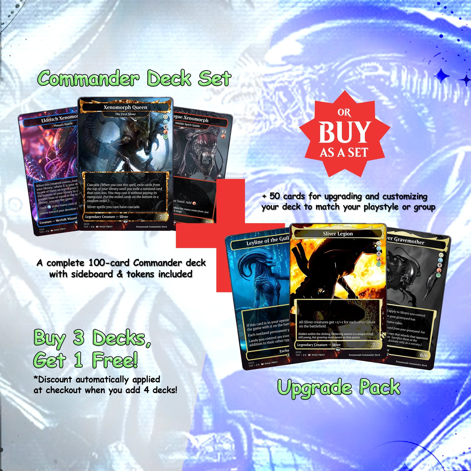 Alien Commander cEDH Deck - Alien Commander Magic Commander - Magic Proxy Deck with 170+ Unique Cards - Custom Cards MTG