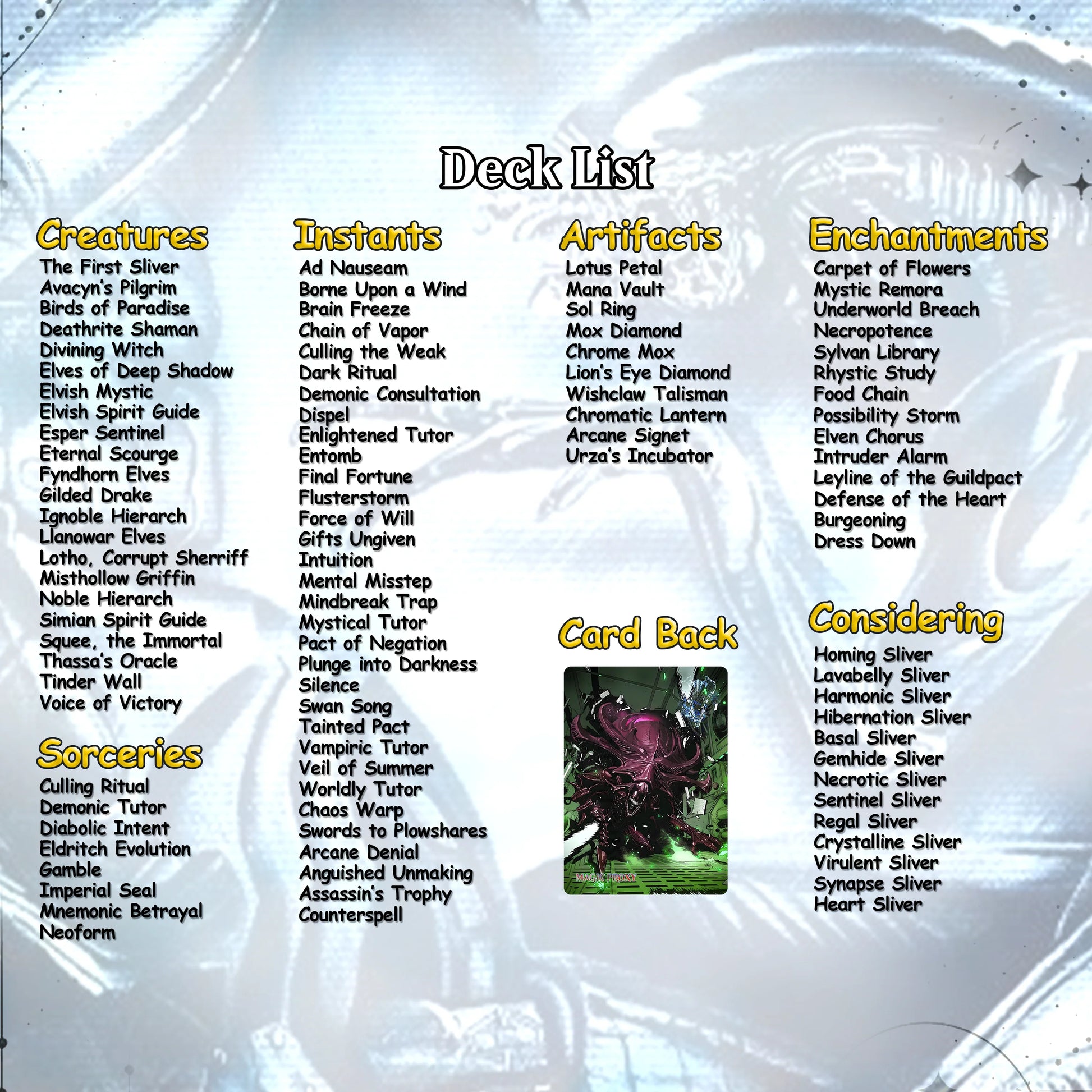 Alien Commander cEDH Deck - Alien Commander Magic Commander - Magic Proxy Deck with 170+ Unique Cards - Custom Cards MTG