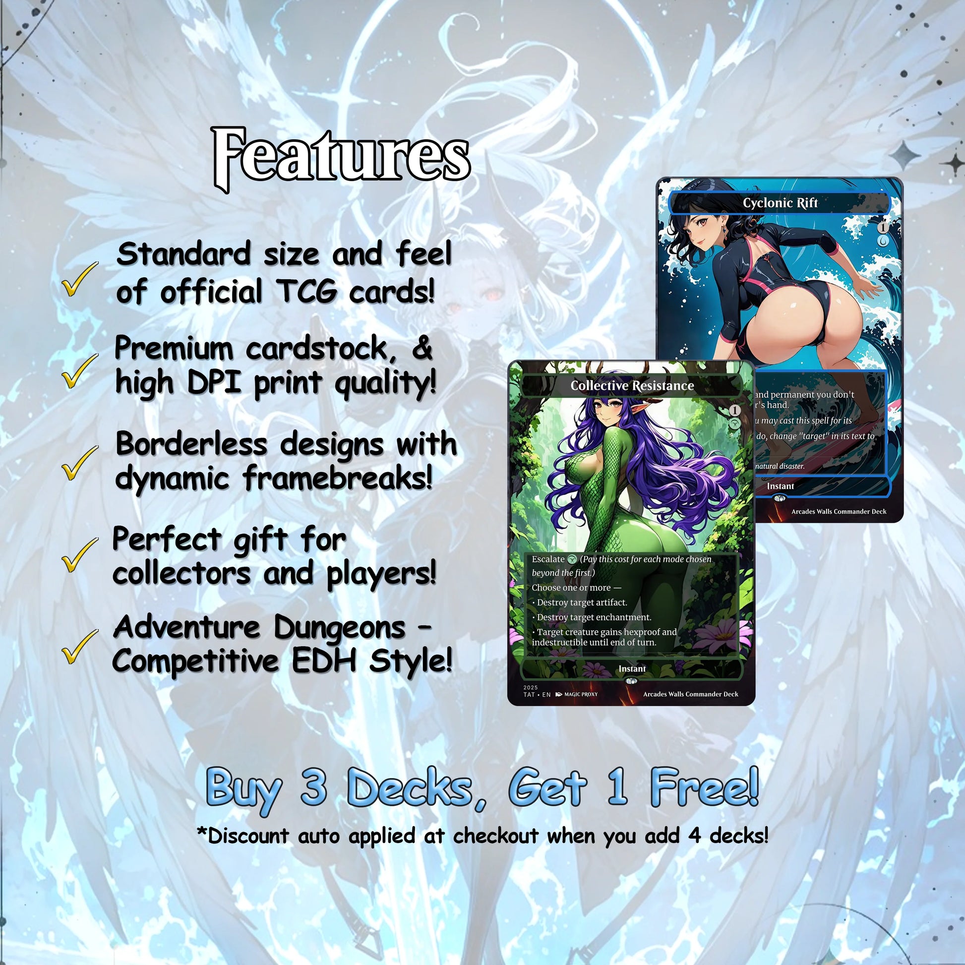 Arcades Walls/Butts Themed Defender Tribal Anime Waifu Proxy Commander Deck Custom Proxy EDH Defender English High Quali
