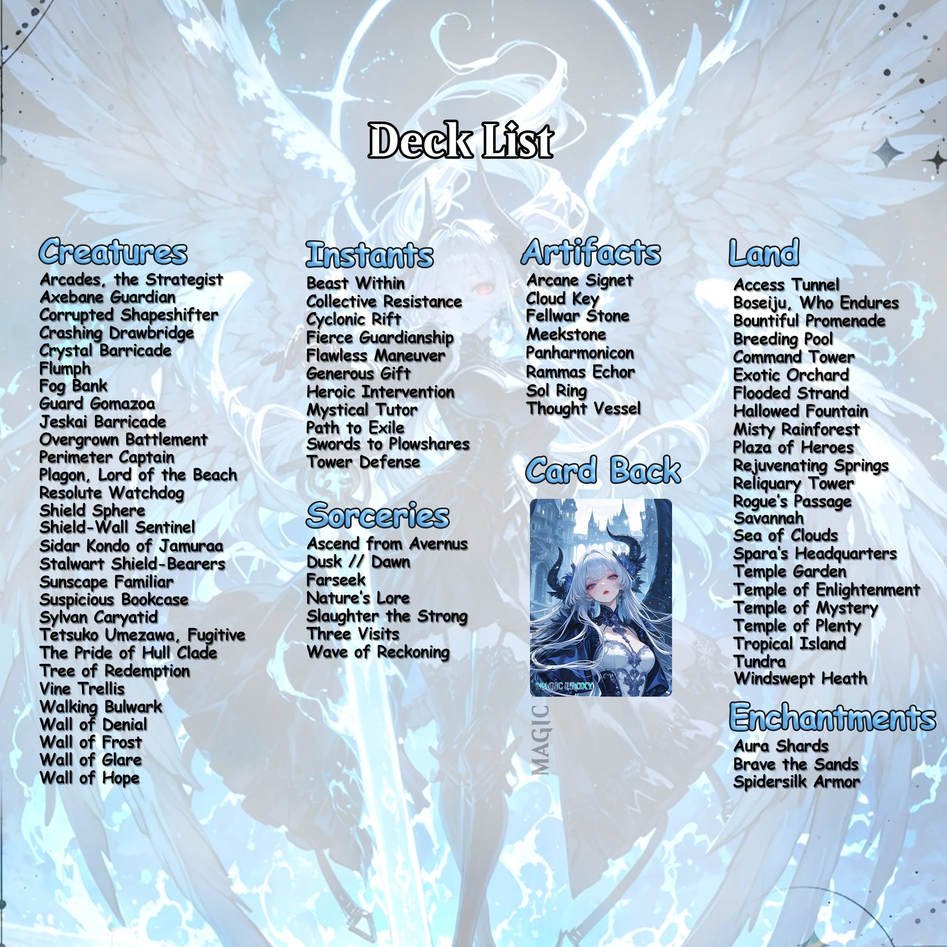 Arcades Walls/Butts Themed Defender Tribal Anime Waifu Proxy Commander Deck Custom Proxy EDH Defender English High Quali