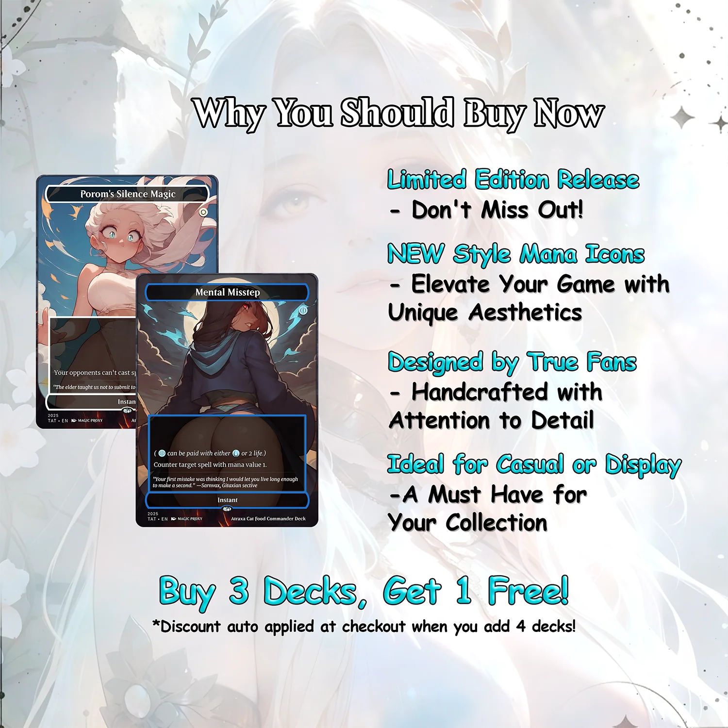 Atraxa Cat Food - Full TCG Proxy Commander EDH Deck - 108 cards - Tokens included - Waifu Anime Girls