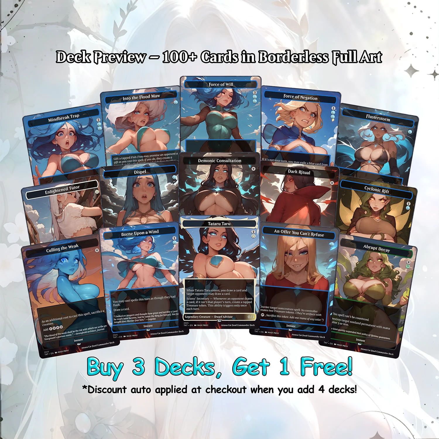 Atraxa Cat Food - Full TCG Proxy Commander EDH Deck - 108 cards - Tokens included - Waifu Anime Girls