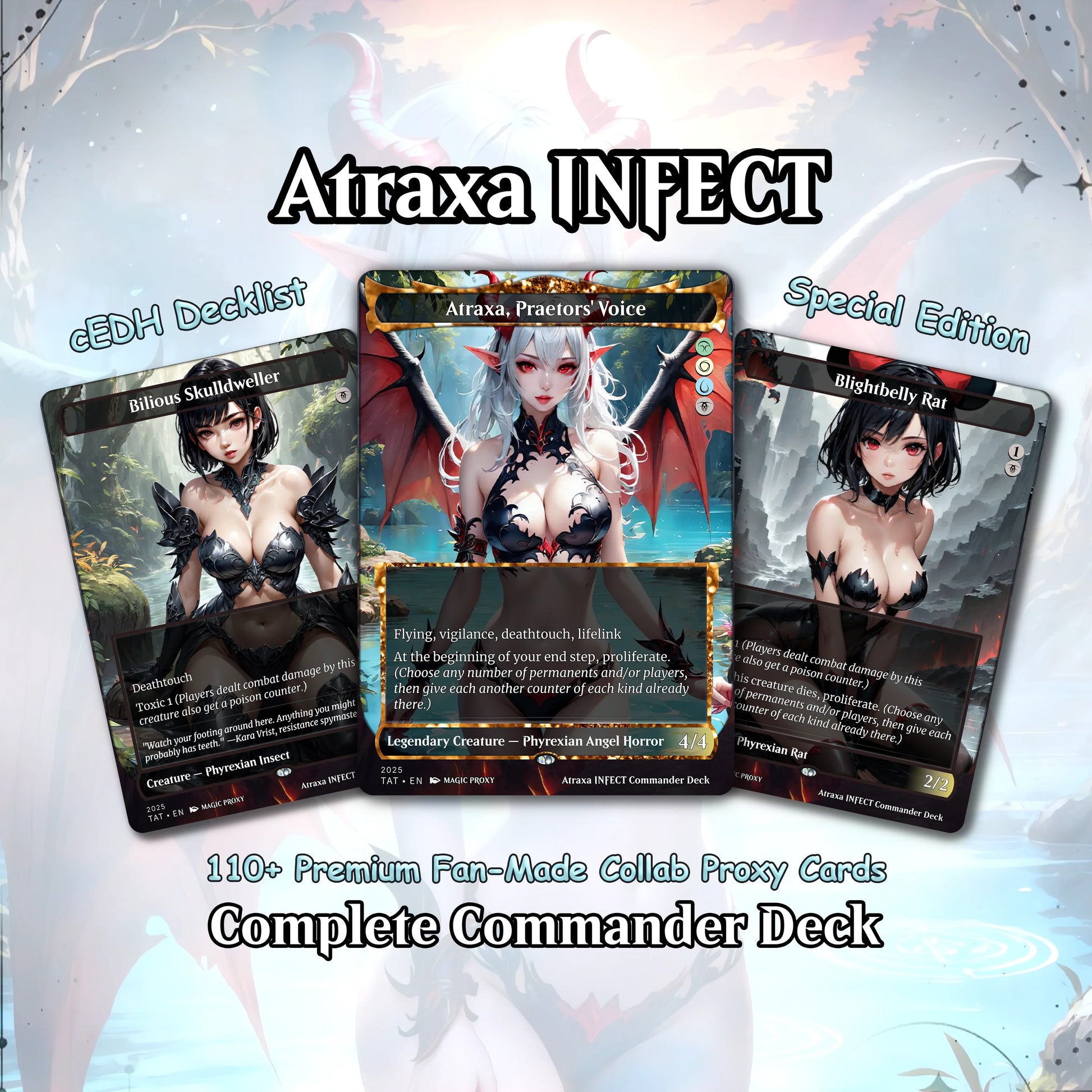 Atraxa INFECT Anime Waifu Ready to Play Proxy Commander Deck Custom Proxy EDH Phyrexian Tribal English High Quality Card