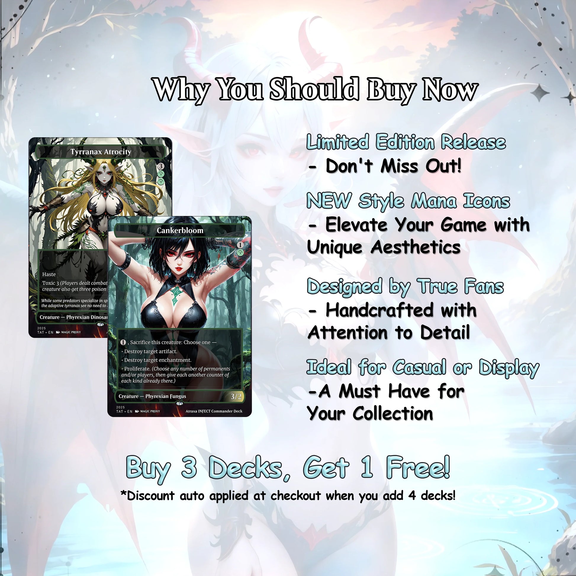 Atraxa INFECT Anime Waifu Ready to Play Proxy Commander Deck Custom Proxy EDH Phyrexian Tribal English High Quality Card