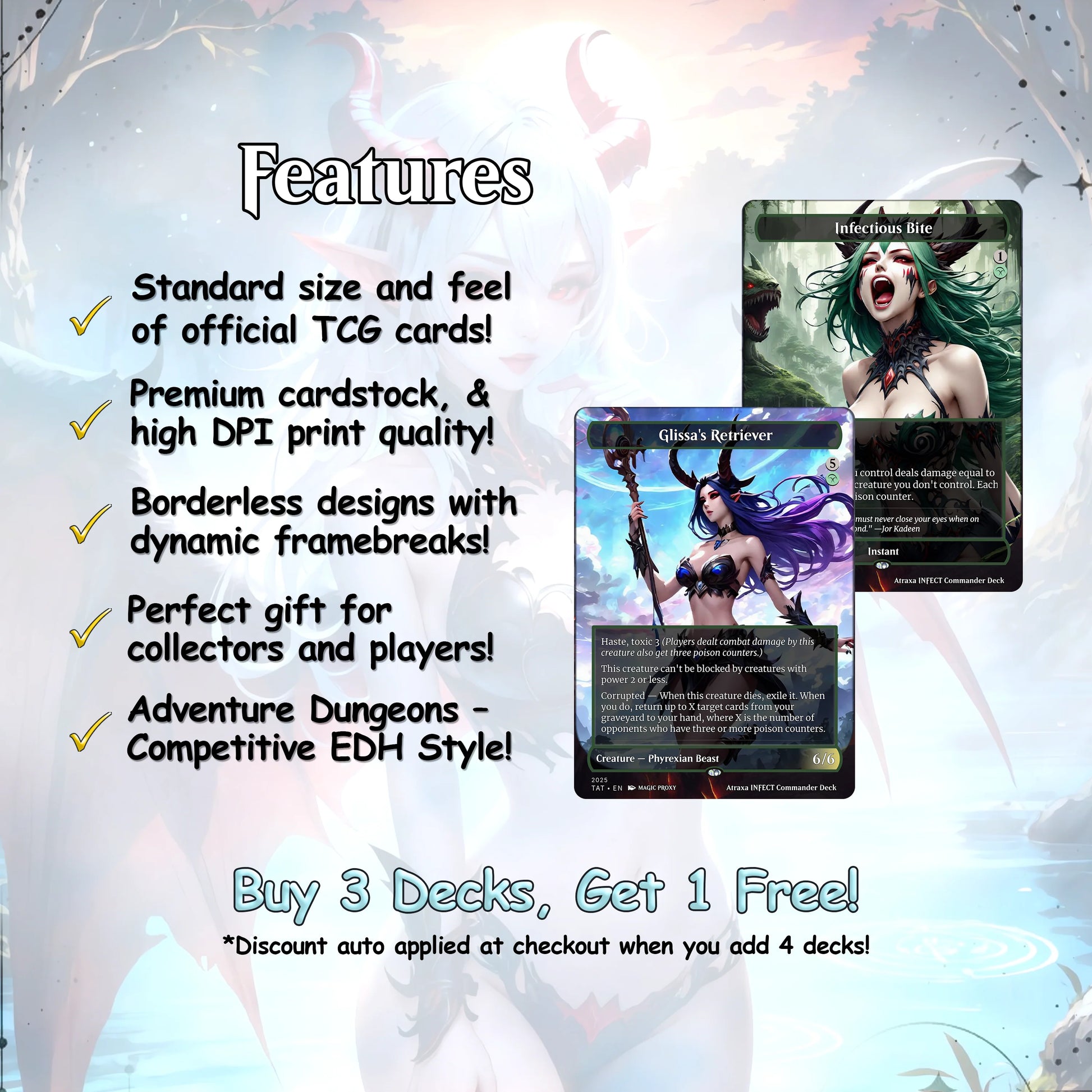 Atraxa INFECT Anime Waifu Ready to Play Proxy Commander Deck Custom Proxy EDH Phyrexian Tribal English High Quality Card