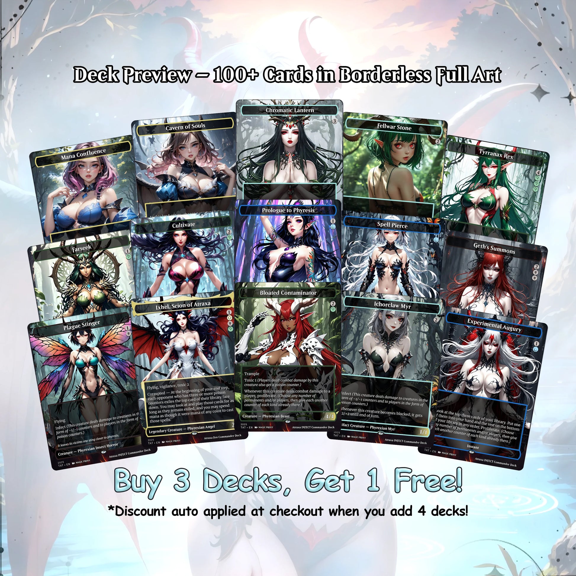 Atraxa INFECT Anime Waifu Ready to Play Proxy Commander Deck Custom Proxy EDH Phyrexian Tribal English High Quality Card