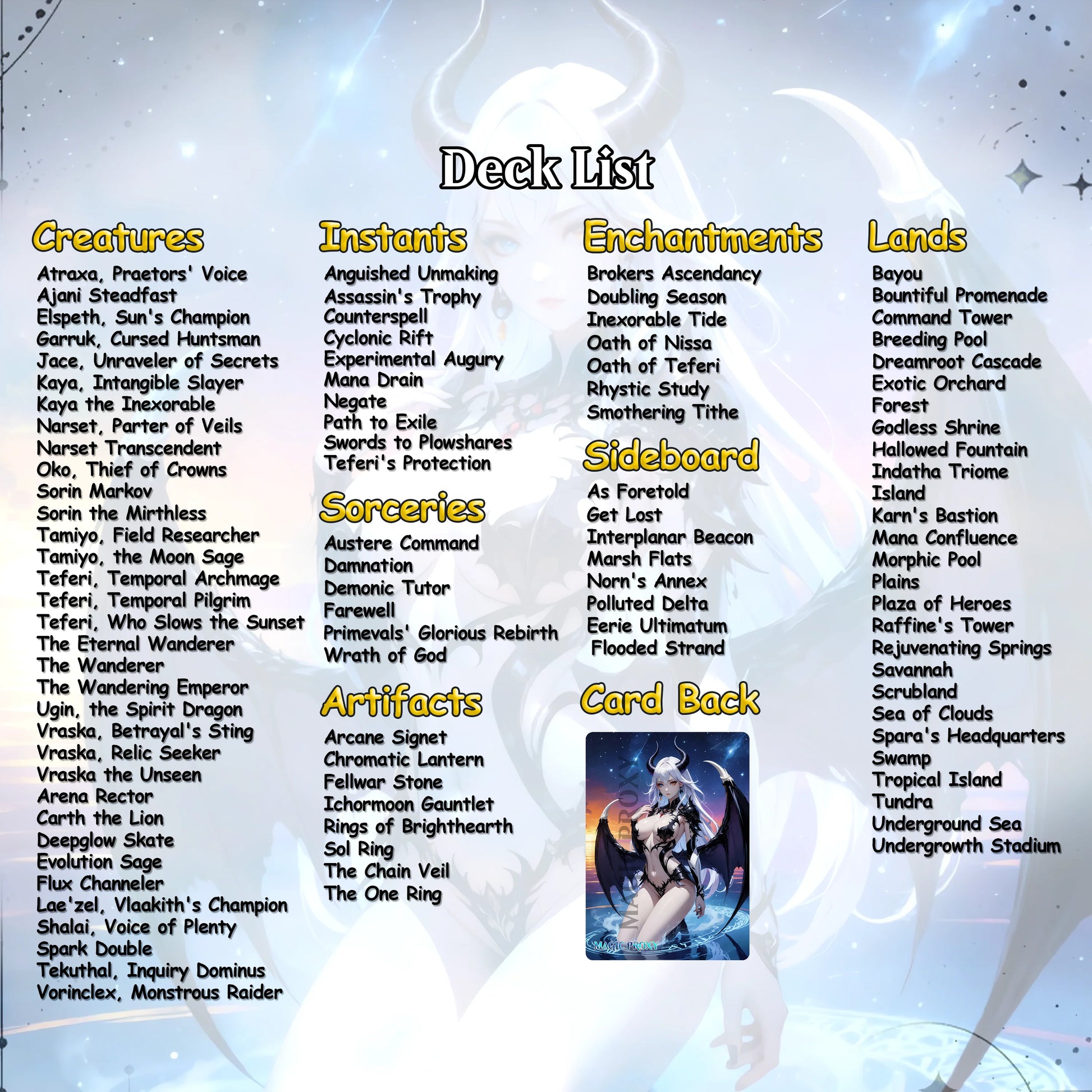 Atraxa SUPERFRIENDS Anime Waifu Proxy Commander Deck Custom Proxy EDH English High Quality Cards