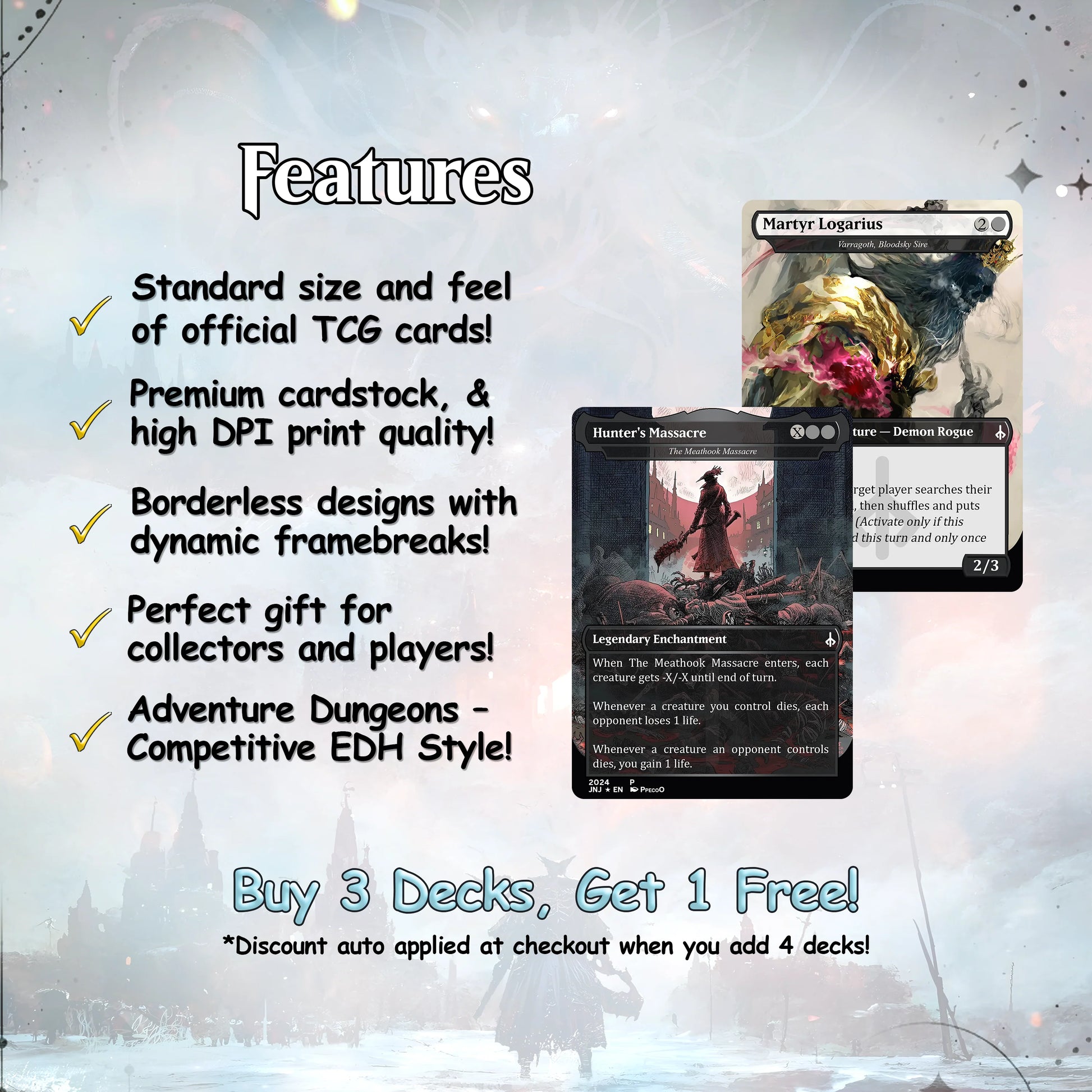 Bloodborne Themed Commander Deck Proxies, Aristocrat/Artifact Combo, 120+ Unique Cards, Quality Custom Card Proxy Replic
