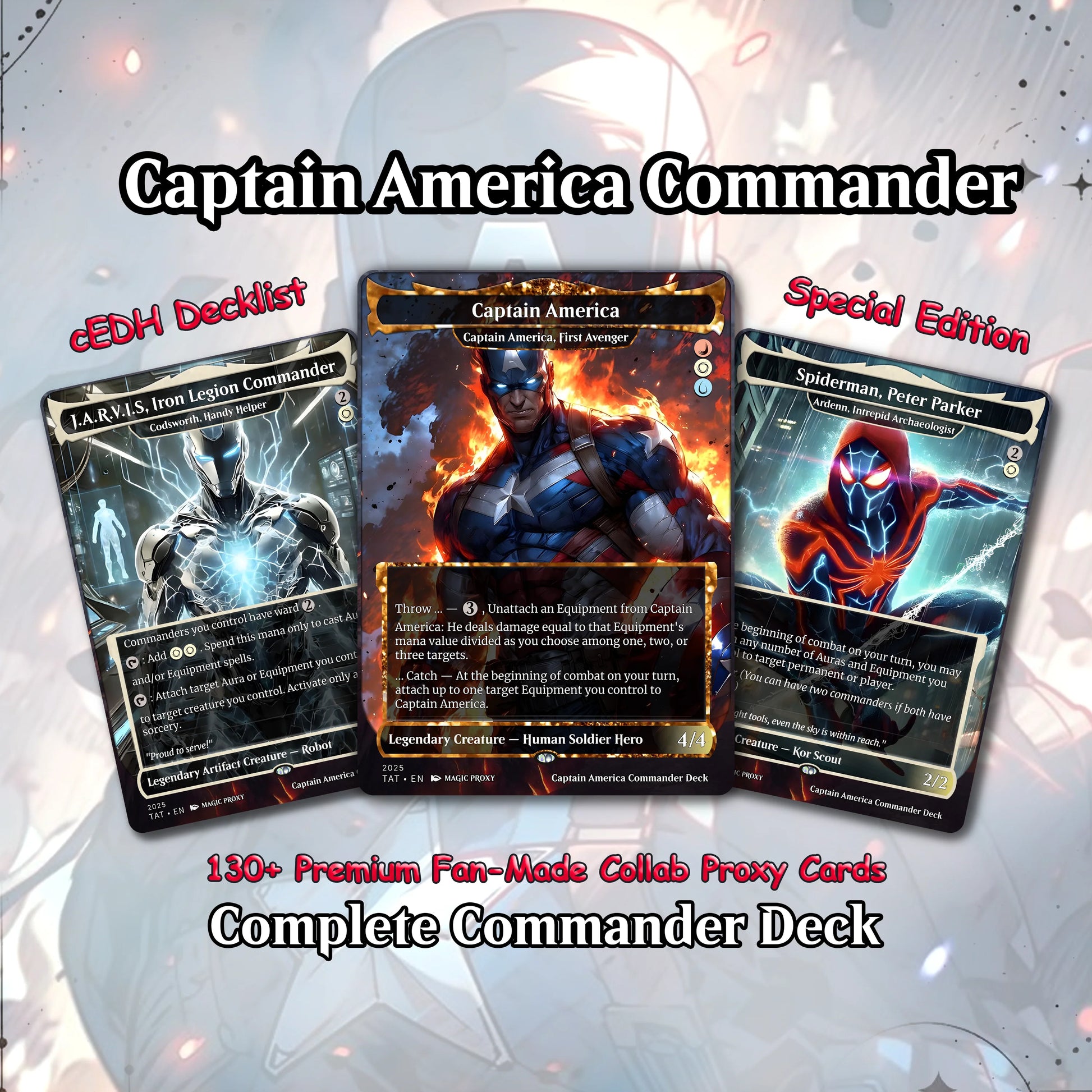 C.a.p.t.a.i.n A.m.e.r.i.c.a EDH Deck, 113 Cards, 13 Sideboard, Includes all major characters, C.a.p.t.a.i.n A.m.e.r.i.c.