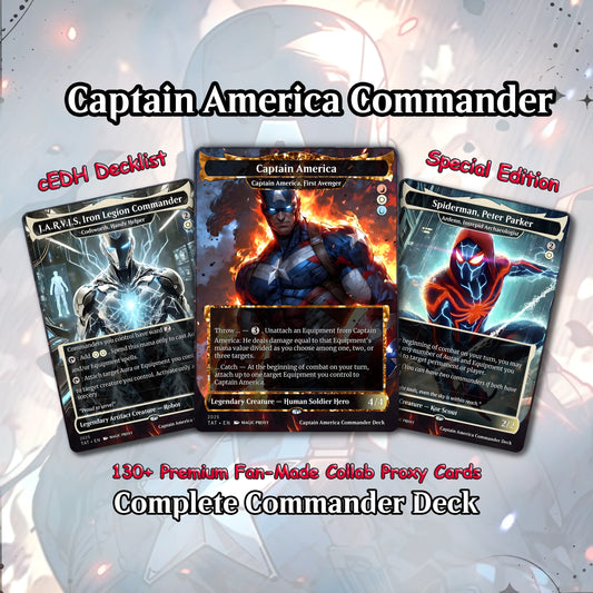 C.a.p.t.a.i.n A.m.e.r.i.c.a EDH Deck, 113 Cards, 13 Sideboard, Includes all major characters, C.a.p.t.a.i.n A.m.e.r.i.c.