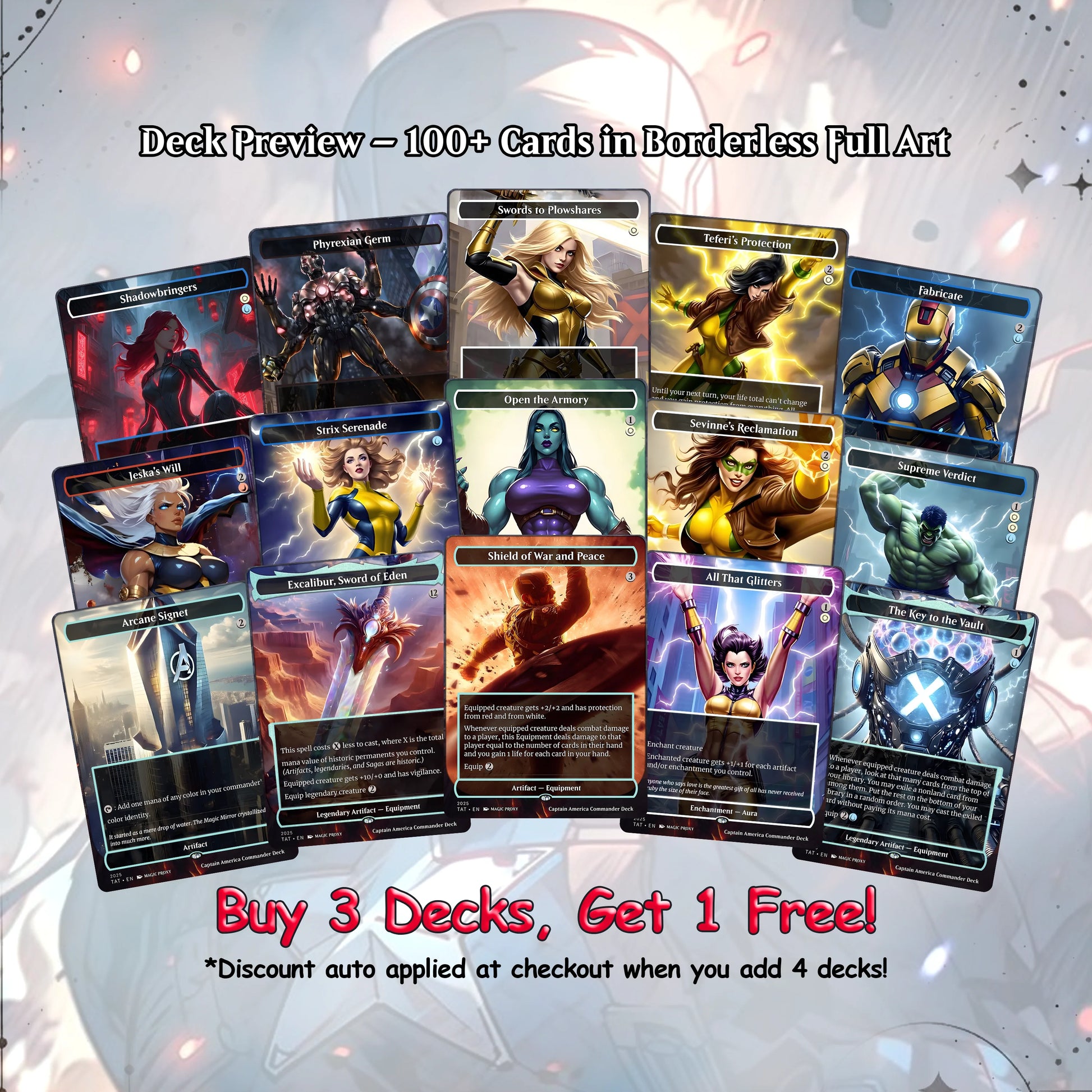 C.a.p.t.a.i.n A.m.e.r.i.c.a EDH Deck, 113 Cards, 13 Sideboard, Includes all major characters, C.a.p.t.a.i.n A.m.e.r.i.c.