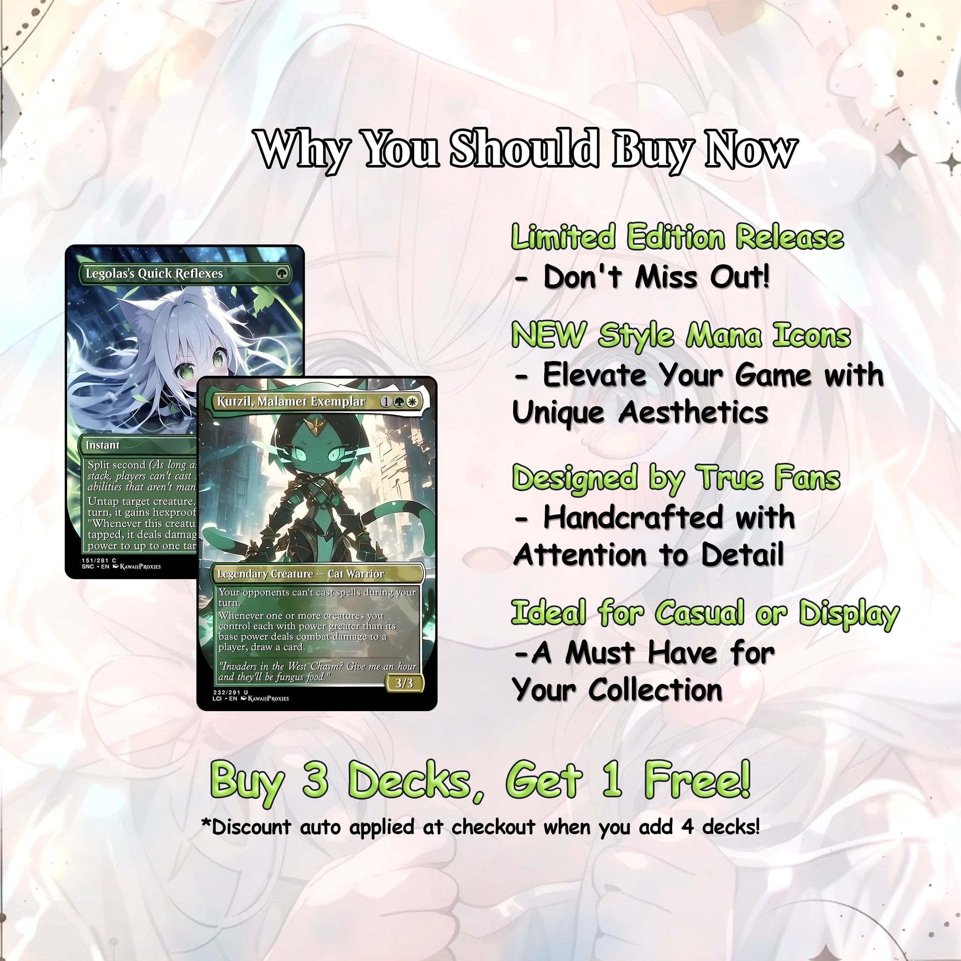 Chibi Catgirl MTG Deck - Arahbo EDH | Competitive Roar of the World | 100+ Premium Custom Cards