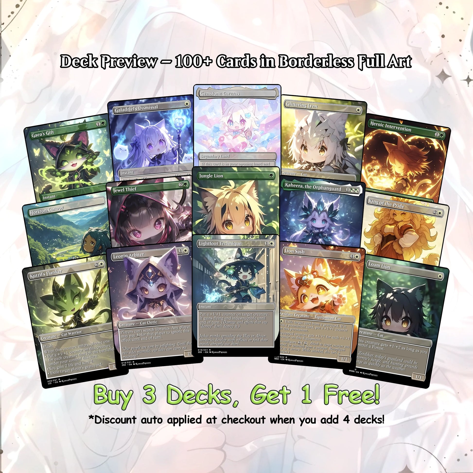 Chibi Catgirl MTG Deck - Arahbo EDH | Competitive Roar of the World | 100+ Premium Custom Cards