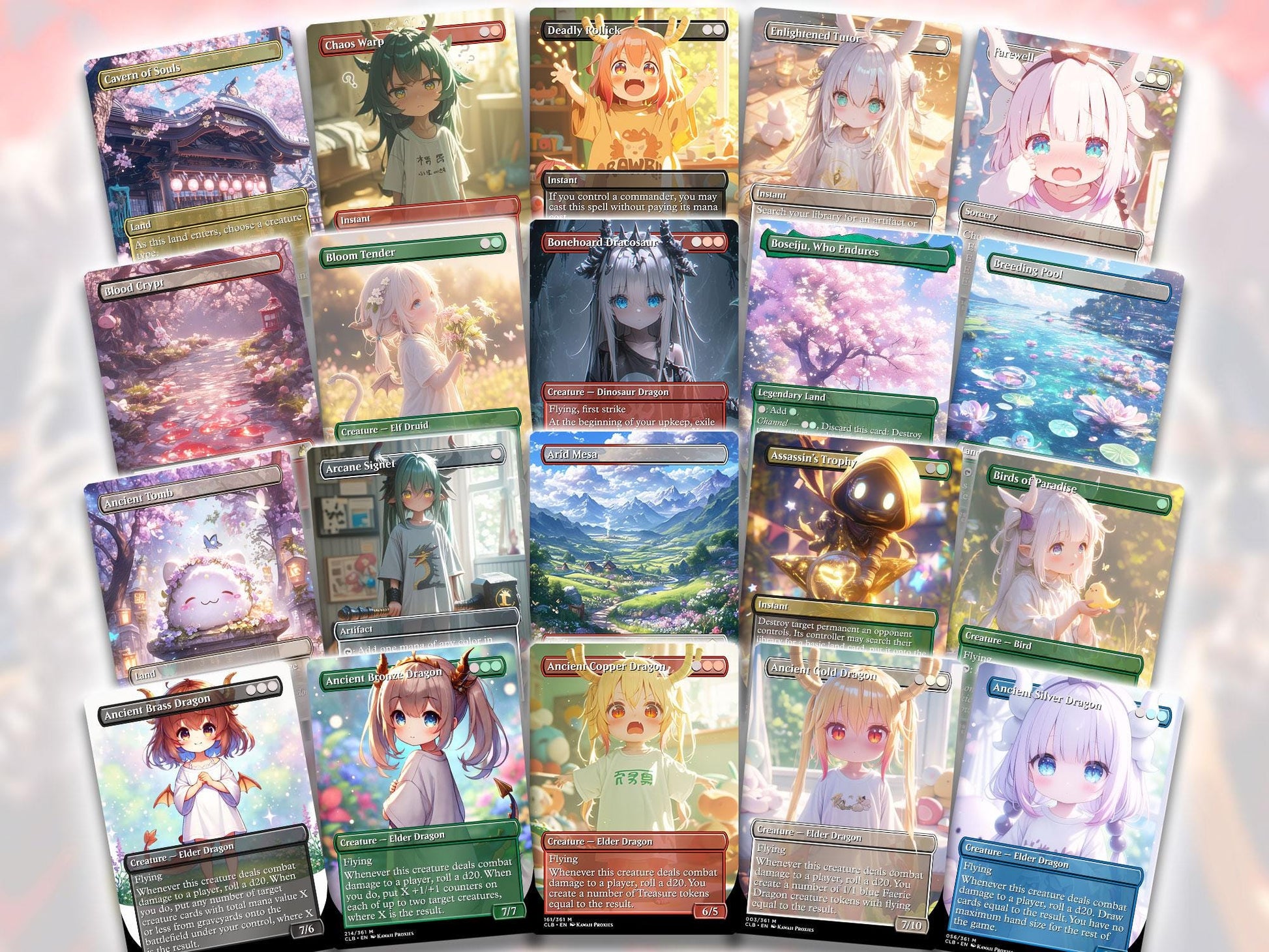 Chibi UR-Dragon MTG Deck - Dragon Tribal EDH | 100+ Premium Custom Cards | Competitive play