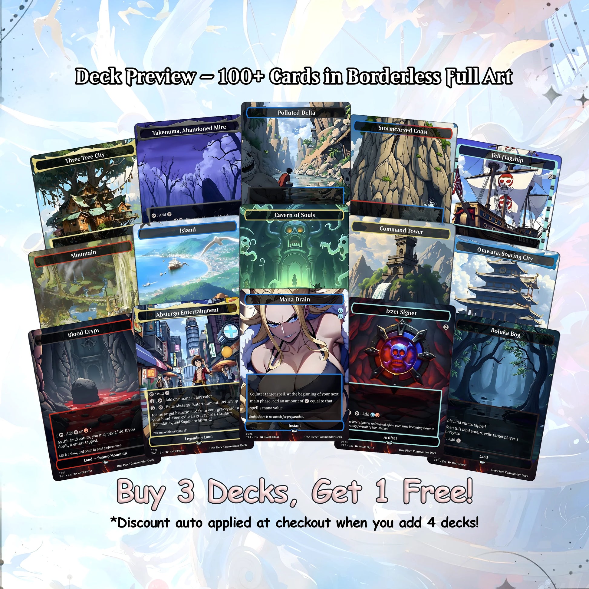 Complete Anime Pirate Tribal Deck, Custom Gift EDH Deck, Custom A.n.i.m.e O.P Pirate Deck, Treasure Tokens, A.d.m.i.r.a.
