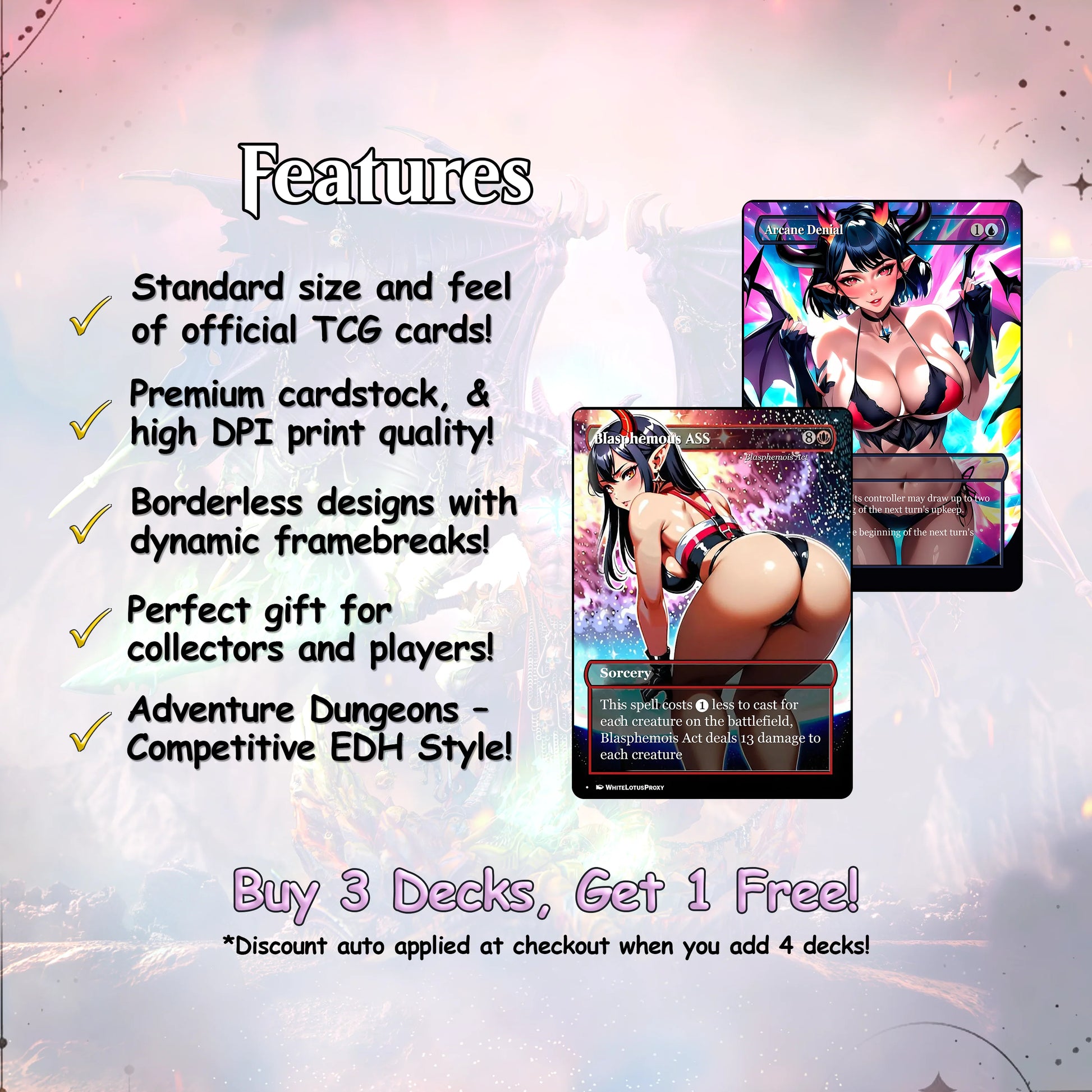 Demon Tribal Anime Style Waifu Proxy Commander Deck Special Edition Custom MTG EDH Deck English High Quality Cards
