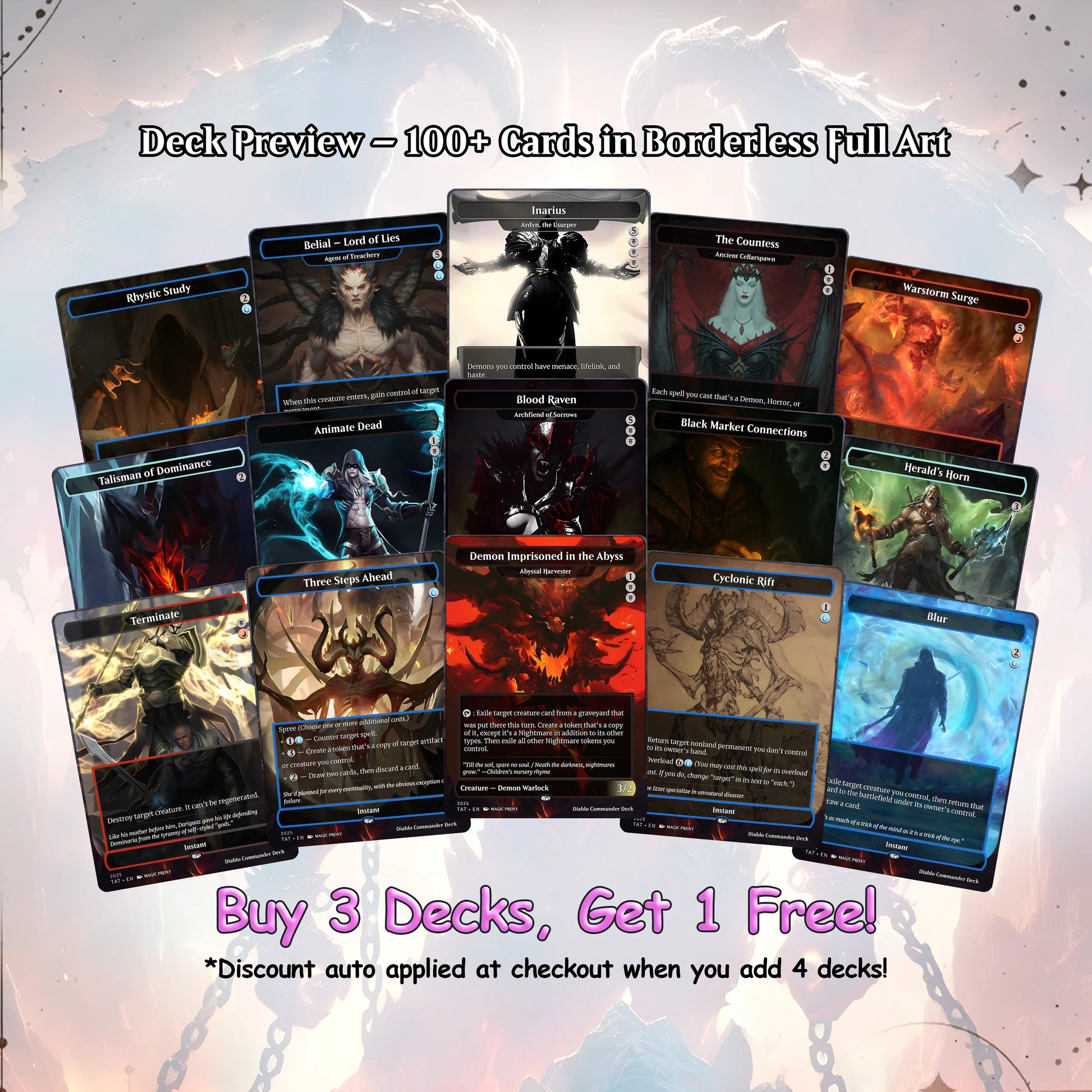 Diablo Commander cEDH Deck - Diablo Commander Magic Commander - Magic Proxy Deck with 170+ Unique Cards - Custom Cards M