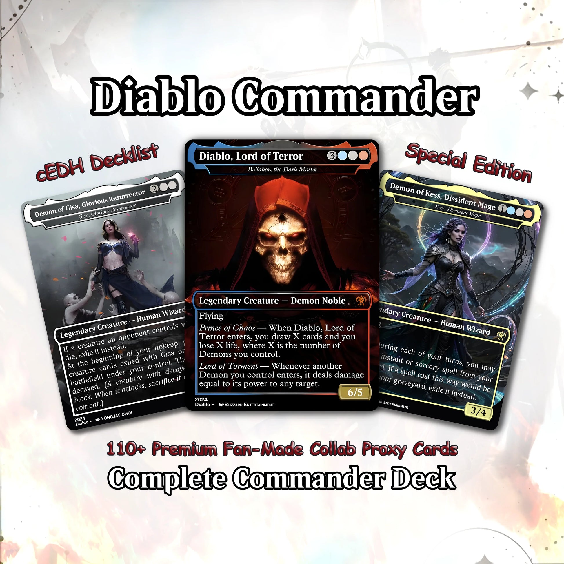 Diablo Themed Commander Deck Proxies, Demon Tribal/Reanimation, High Quality Custom Card Proxy