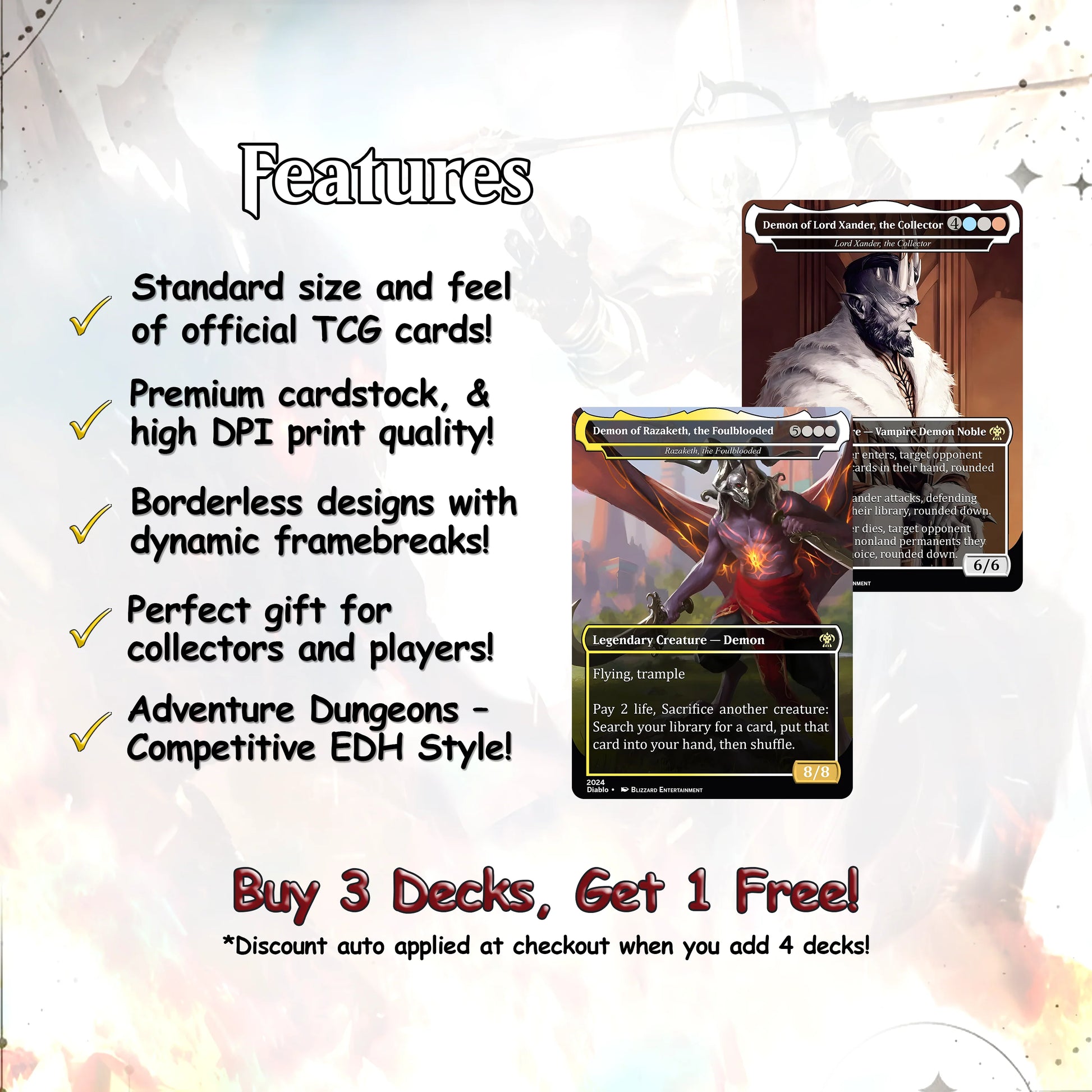 Diablo Themed Commander Deck Proxies, Demon Tribal/Reanimation, High Quality Custom Card Proxy