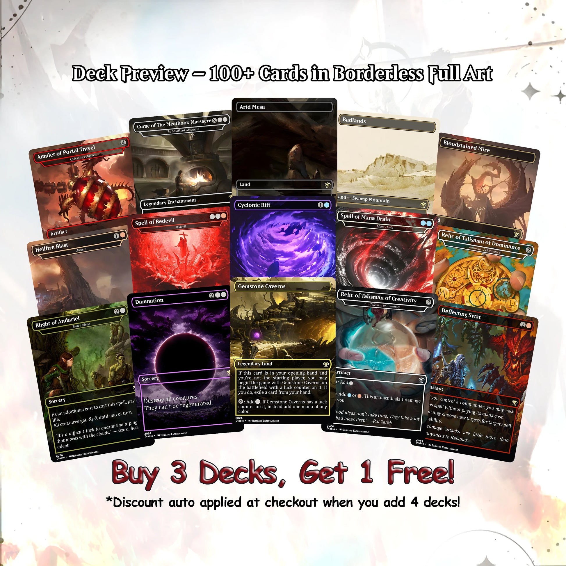 Diablo Themed Commander Deck Proxies, Demon Tribal/Reanimation, High Quality Custom Card Proxy