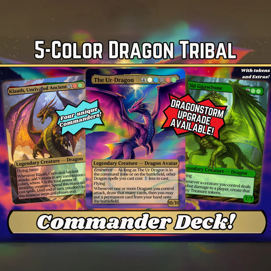 Dragon Tribal Commander Deck - Proxy - 4 Possible Commanders - 5 Colors - Tokens Included - Dragonstorm Upgrade Bundle -