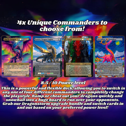 Dragon Tribal Commander Deck - Proxy - 4 Possible Commanders - 5 Colors - Tokens Included - Dragonstorm Upgrade Bundle -