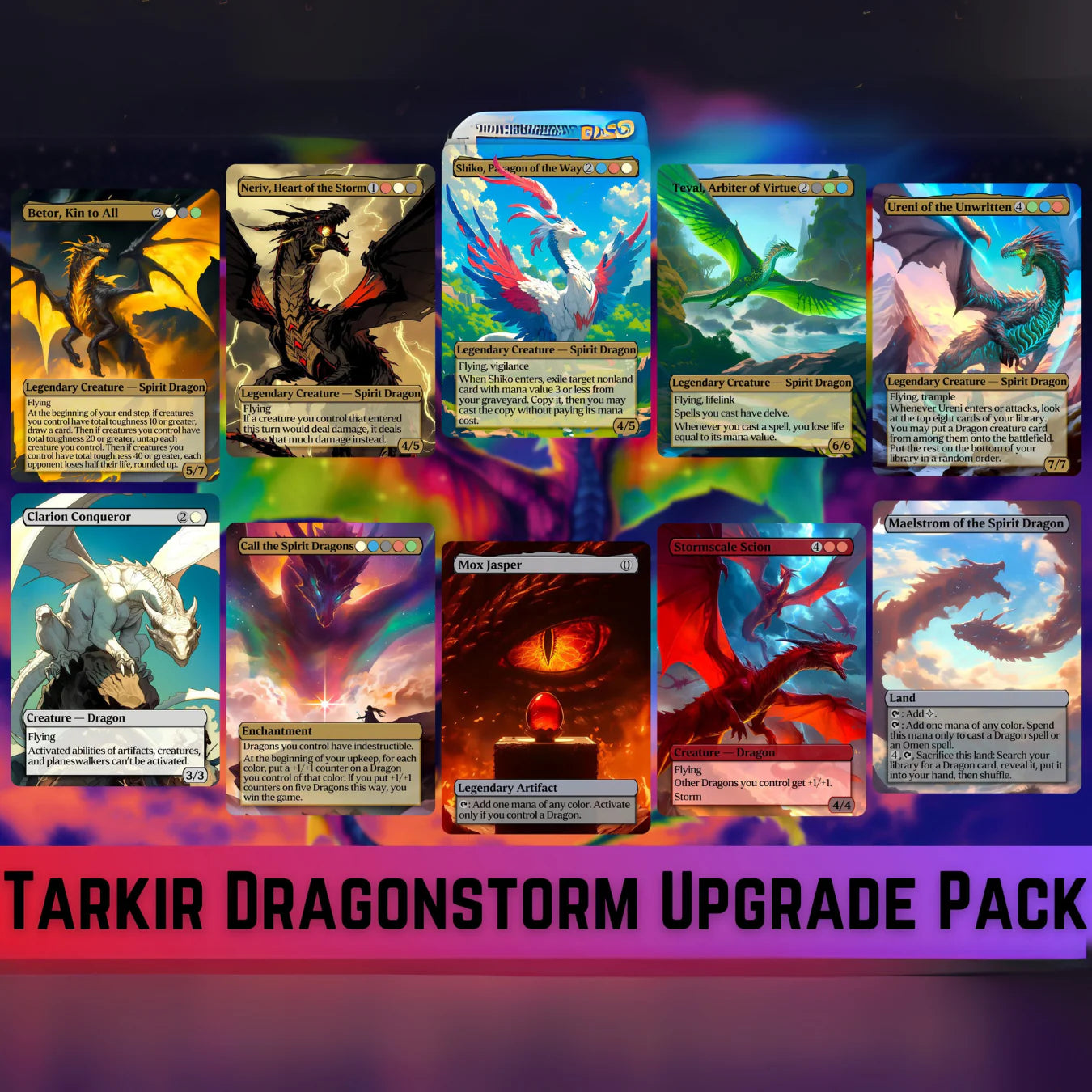 Dragon Tribal Commander Deck - Proxy - 4 Possible Commanders - 5 Colors - Tokens Included - Dragonstorm Upgrade Bundle -