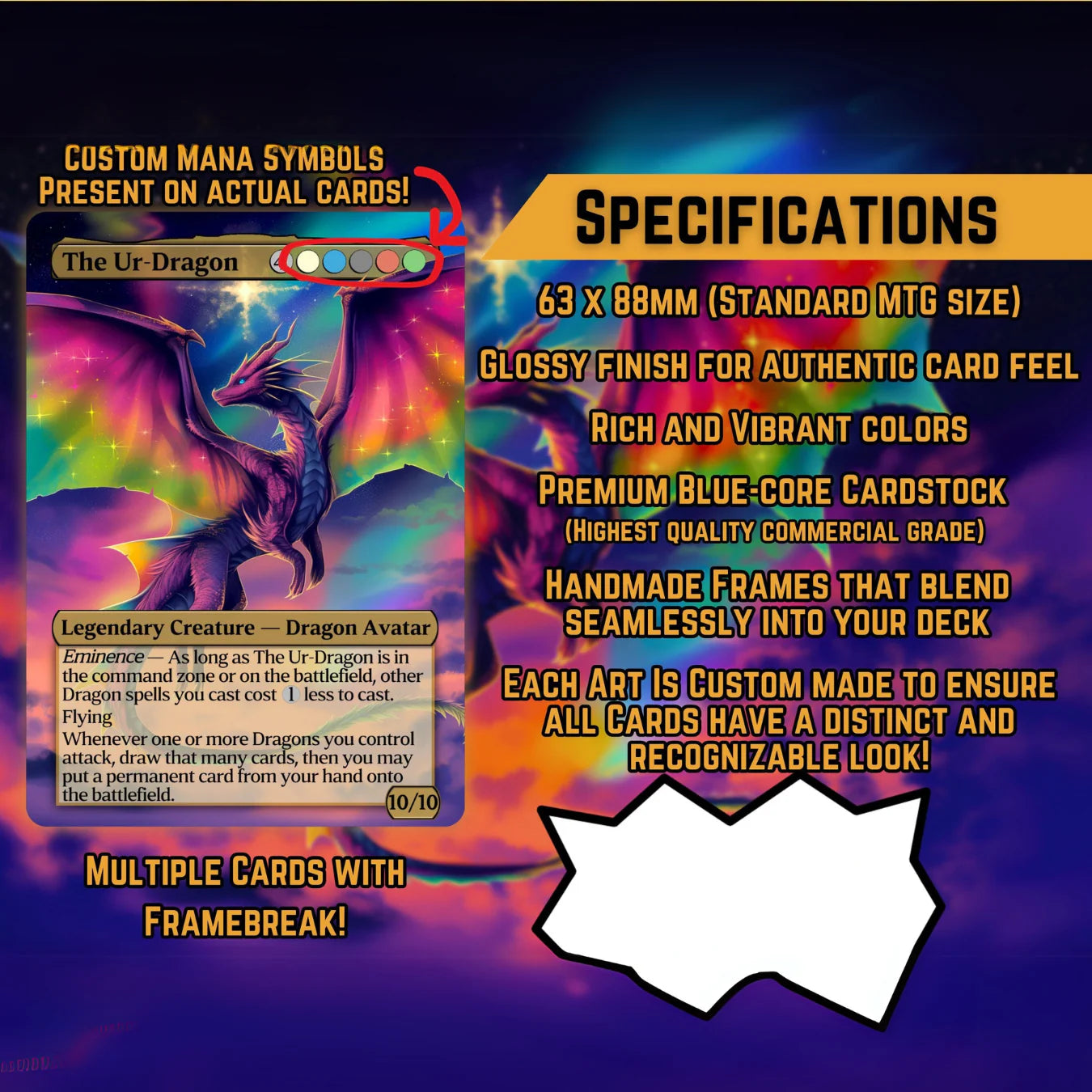 Dragon Tribal Commander Deck - Proxy - 4 Possible Commanders - 5 Colors - Tokens Included - Dragonstorm Upgrade Bundle -