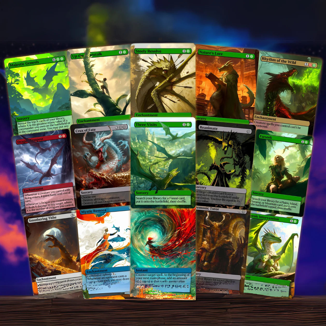 Dragon Tribal Commander Deck - Proxy - 4 Possible Commanders - 5 Colors - Tokens Included - Dragonstorm Upgrade Bundle -