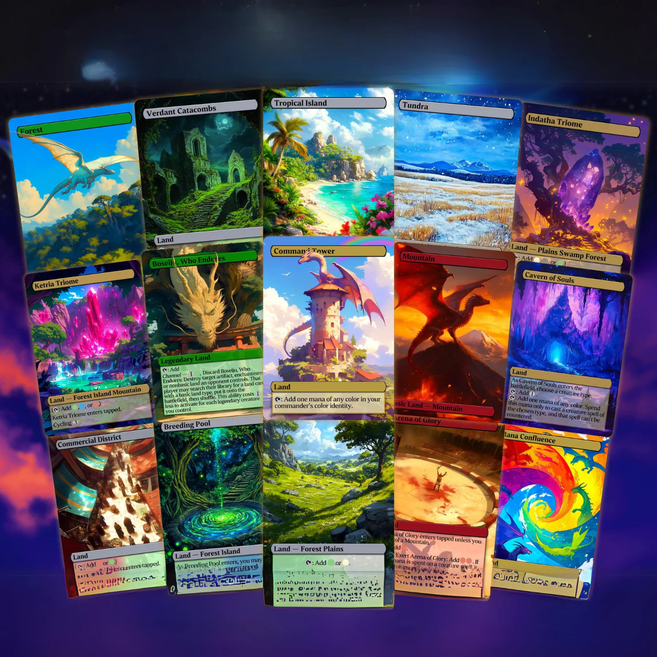 Dragon Tribal Commander Deck - Proxy - 4 Possible Commanders - 5 Colors - Tokens Included - Dragonstorm Upgrade Bundle -