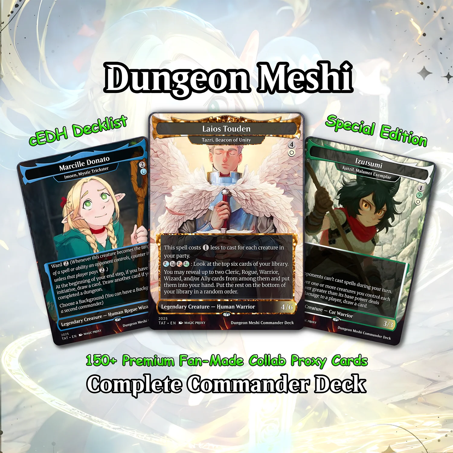 Dungeon Meshi Party Theme / Tarzi Commander Deck / Premium Paper Proxy Deck / 100 cards + tokens / Venture Theme Bracket