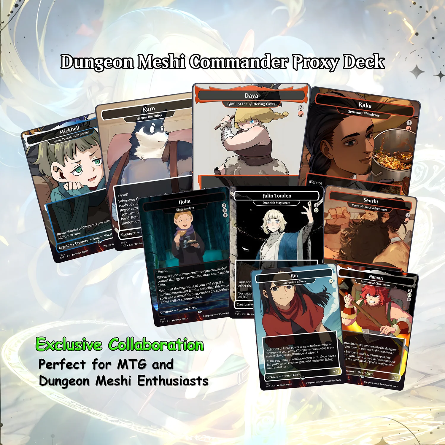 Dungeon Meshi Party Theme / Tarzi Commander Deck / Premium Paper Proxy Deck / 100 cards + tokens / Venture Theme Bracket