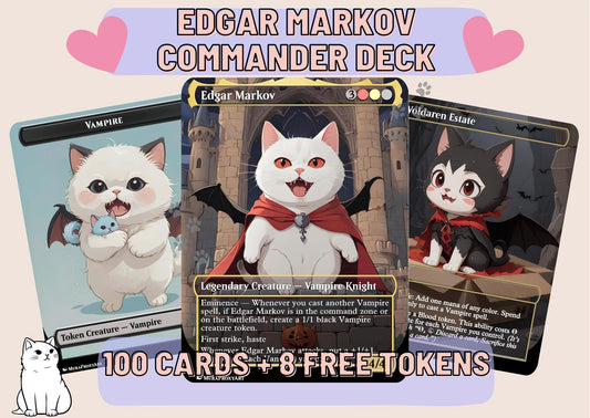 Edgar Markov Vampire Tribal Proxy Commander Deck, 100 Cards + 8 Free Tokens | Cute Custom Full Art | MuraProxyArt
