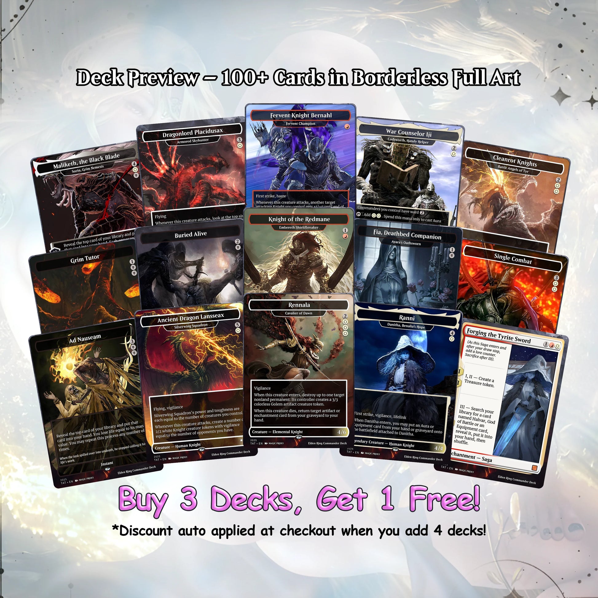 Elden Ring Commander cEDH Deck - Elden Ring Commander Magic Commander - Magic Proxy Deck with 160+ Unique Cards - Custom