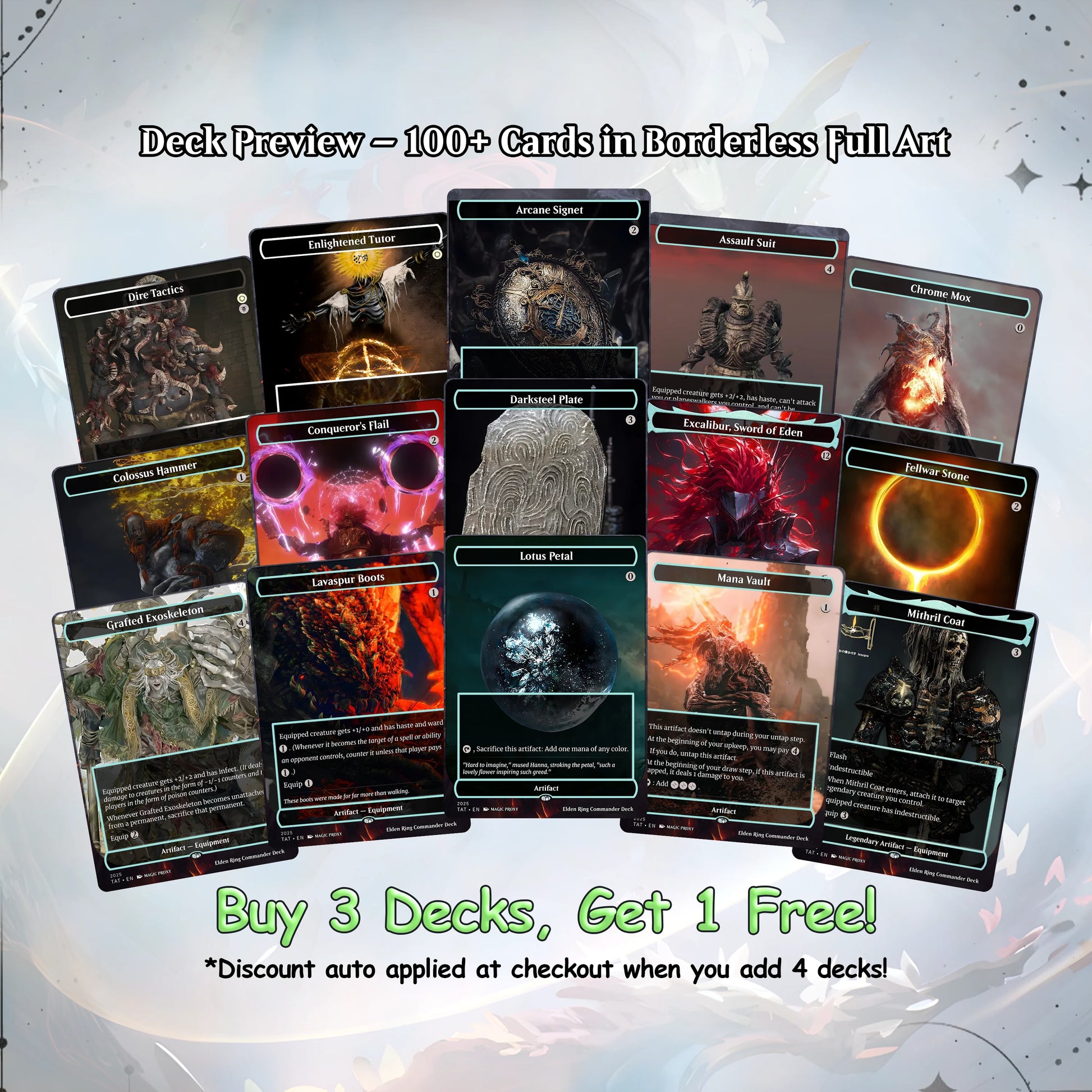 Elden Ring Commander cEDH Deck - Elden Ring Commander Magic Commander - Magic Proxy Deck with 160+ Unique Cards - Custom
