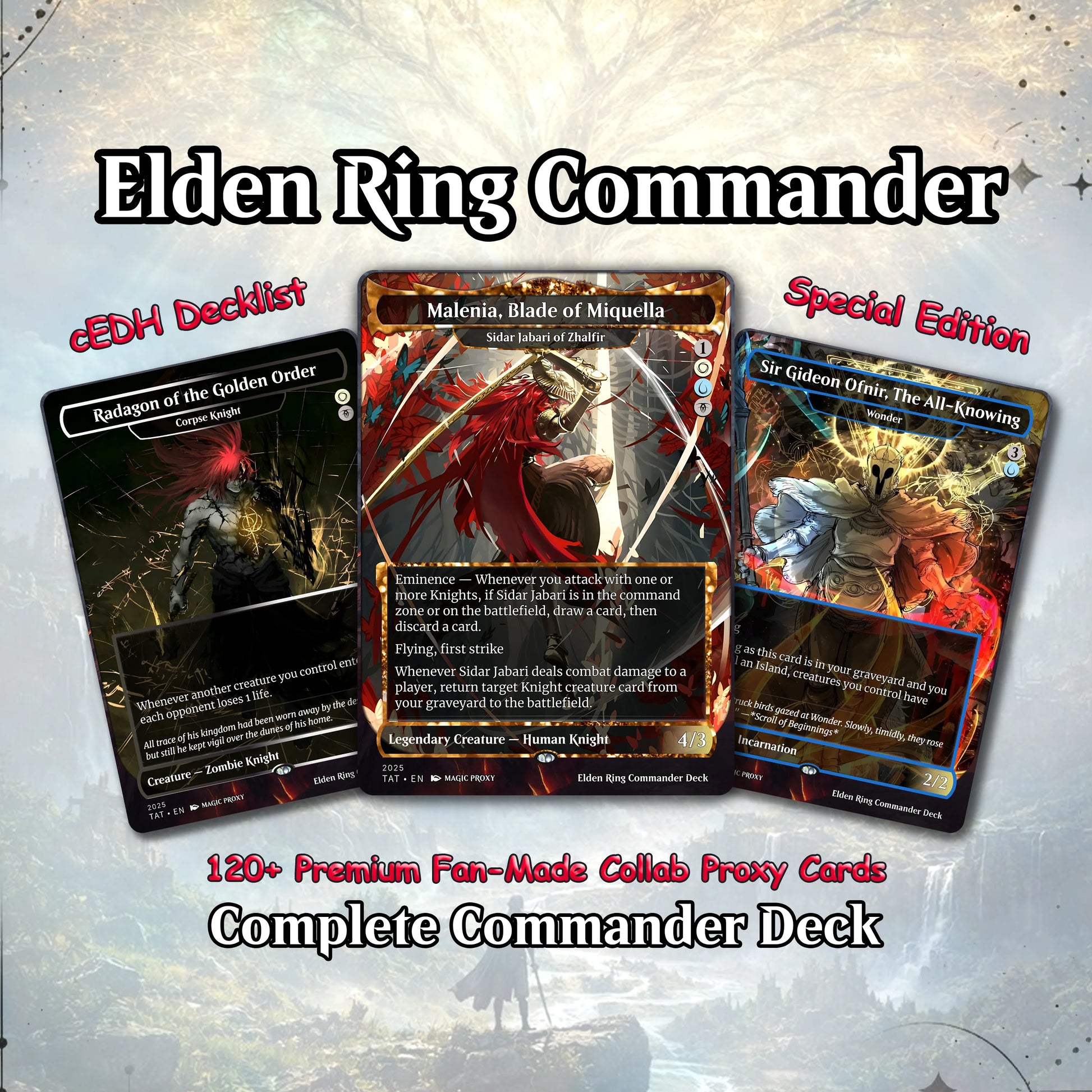 Elden Ring Commander Deck • Elden Ring  Mtg Proxy Deck • Mtg Commander Deck • Custom MTG card • Sidar Jabari of Zhalfir 
