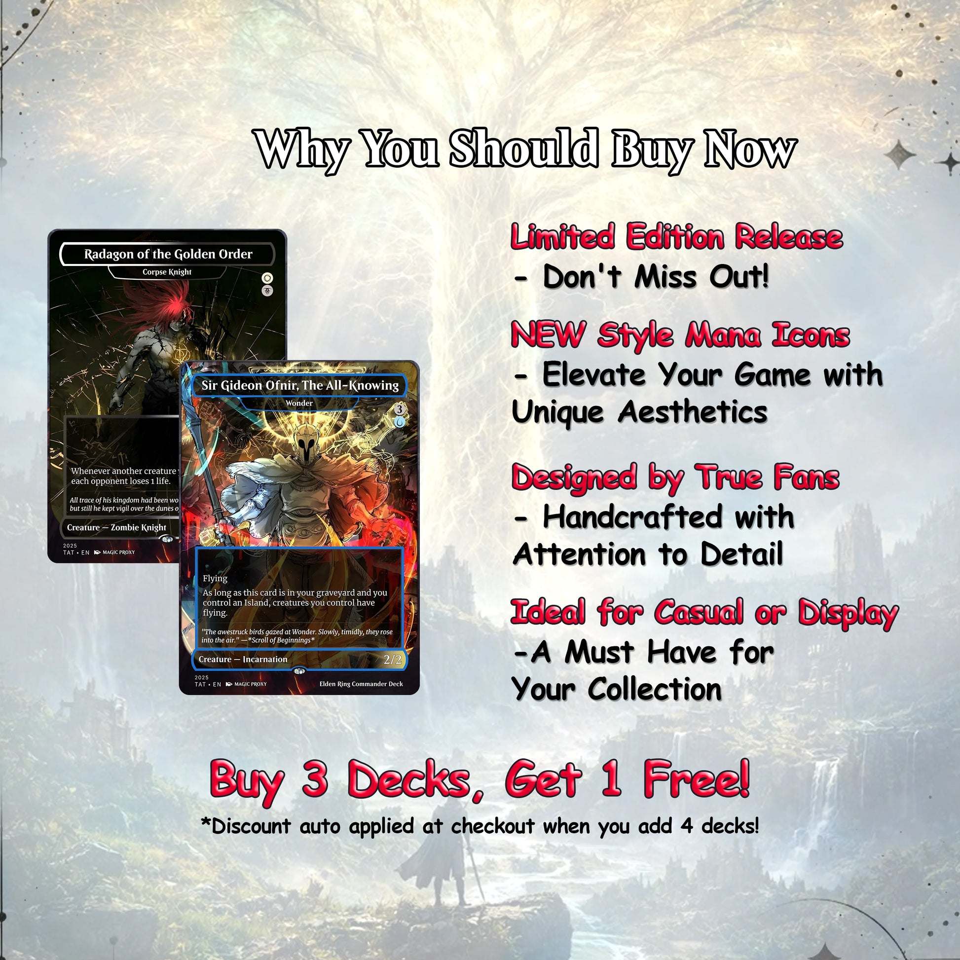 Elden Ring Commander Deck • Elden Ring  Mtg Proxy Deck • Mtg Commander Deck • Custom MTG card • Sidar Jabari of Zhalfir 