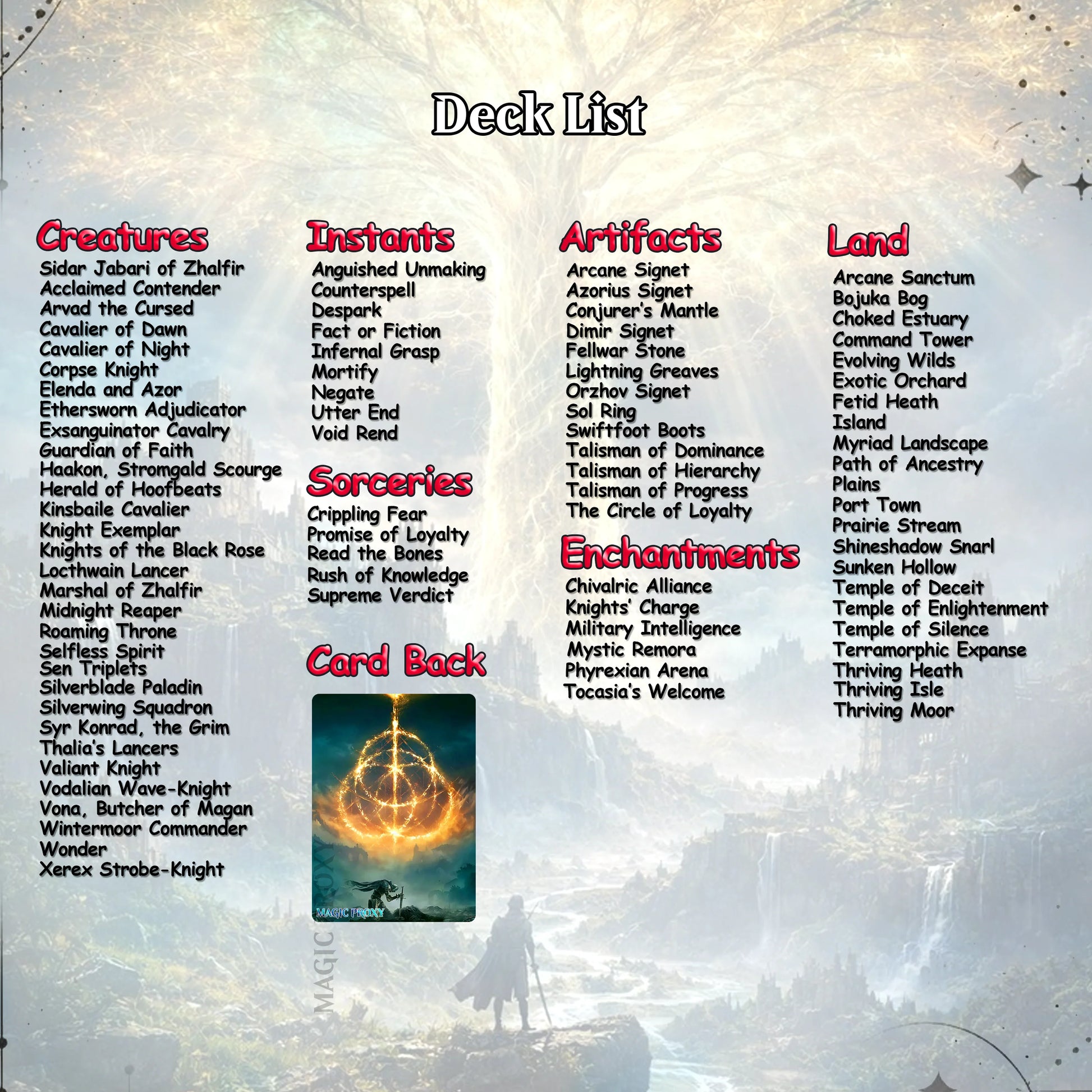 Elden Ring Commander Deck • Elden Ring  Mtg Proxy Deck • Mtg Commander Deck • Custom MTG card • Sidar Jabari of Zhalfir 