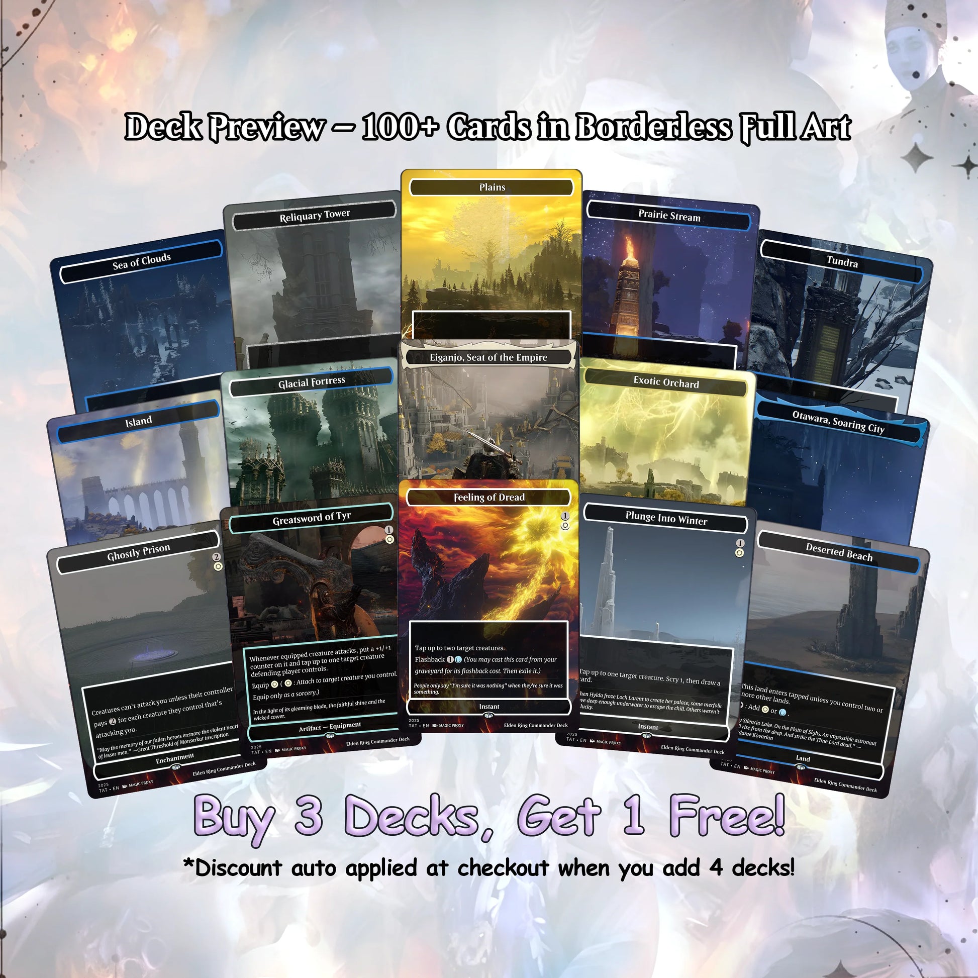 Elden Ring Commander | Dual-Commander Azorius Control Voltron | 100+ Custom Proxy Cards